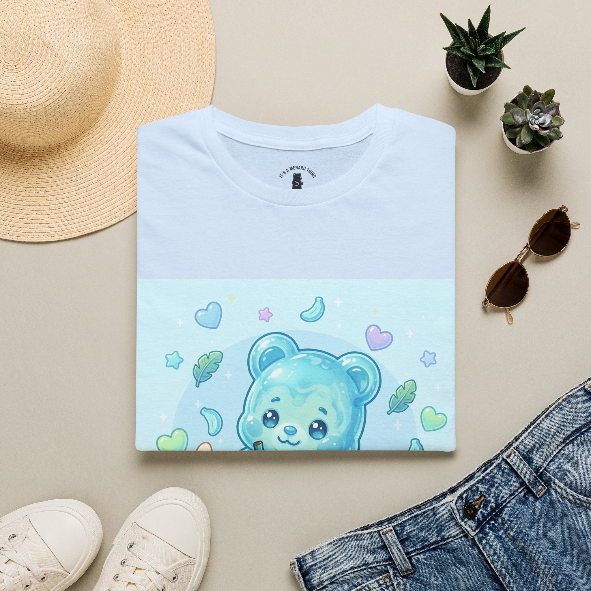 Exotic Blue Java Banana Baby Oozy Bear Friend- Kawaii Graphic Shirt