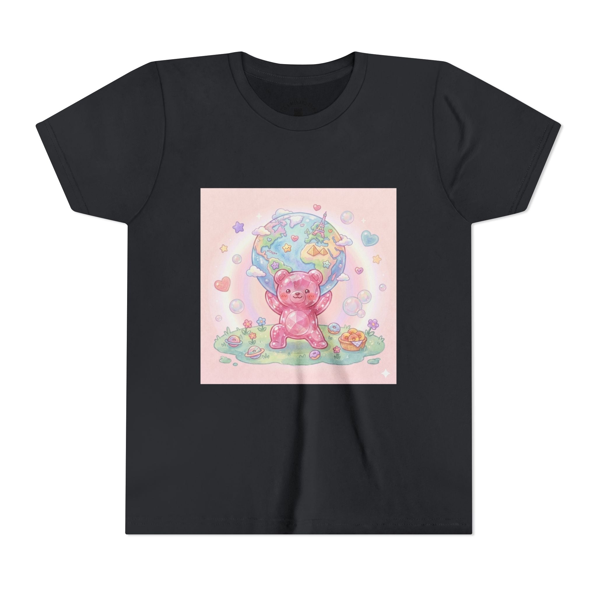 World Atlas, Weight of the Gummy World Pink Gooey Bear- Pastel Graphic Youth T-Shirt
