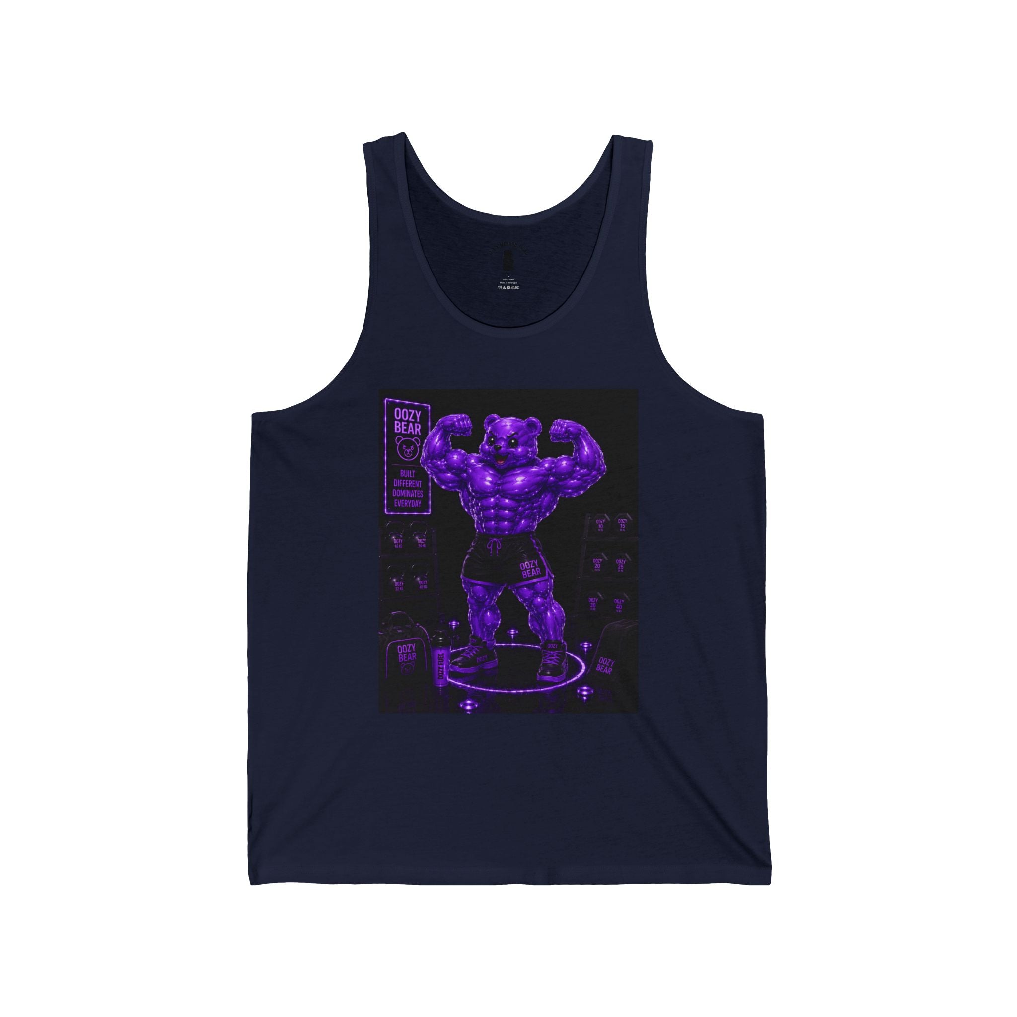 Flexing Time, Violet Oozy Buff Bear Gummy Gym Addition- Adult Graphic Tank Top