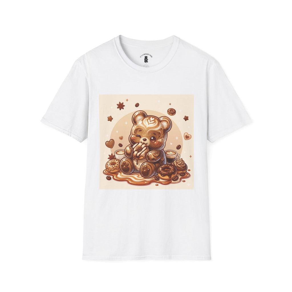 Coffee hot Latte with Chocolate Donuts Gooey Gummy Bear — Cute Dessert Graphic Tee