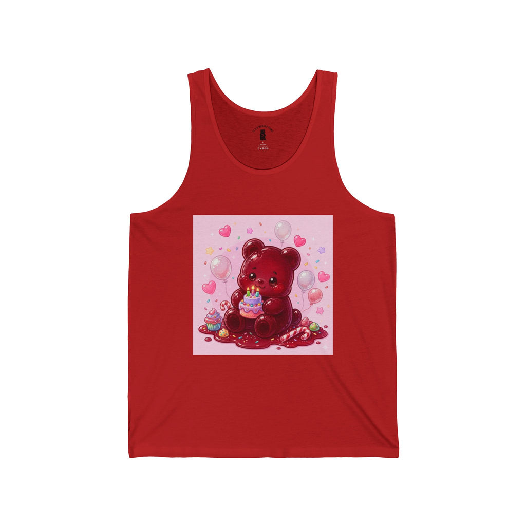 Birthday Cake Surprise! Red Gooey Gummy Bear – Cute Graphic Tank Top
