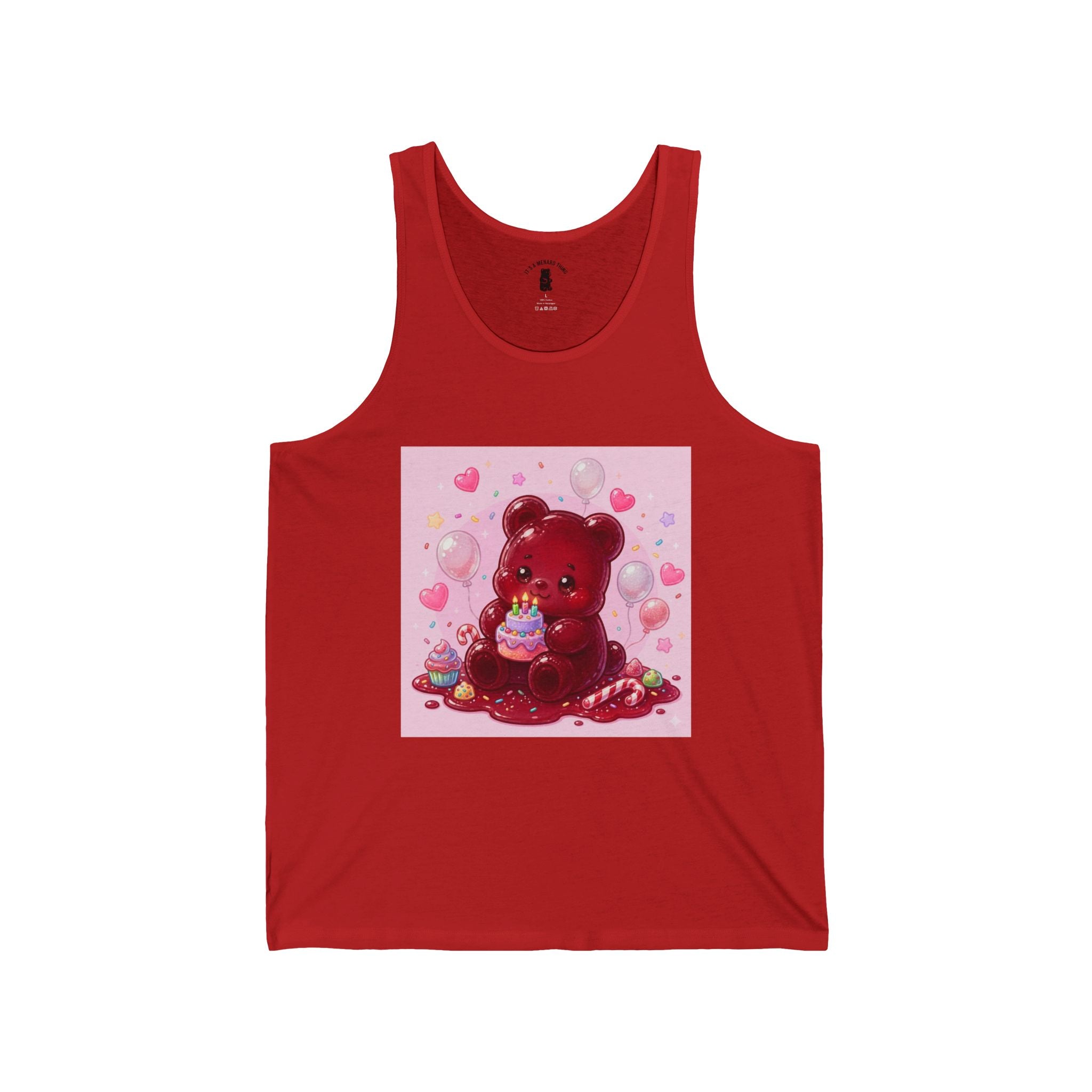 Birthday Cake Surprise! Red Gooey Gummy Bear – Cute Graphic Tank Top