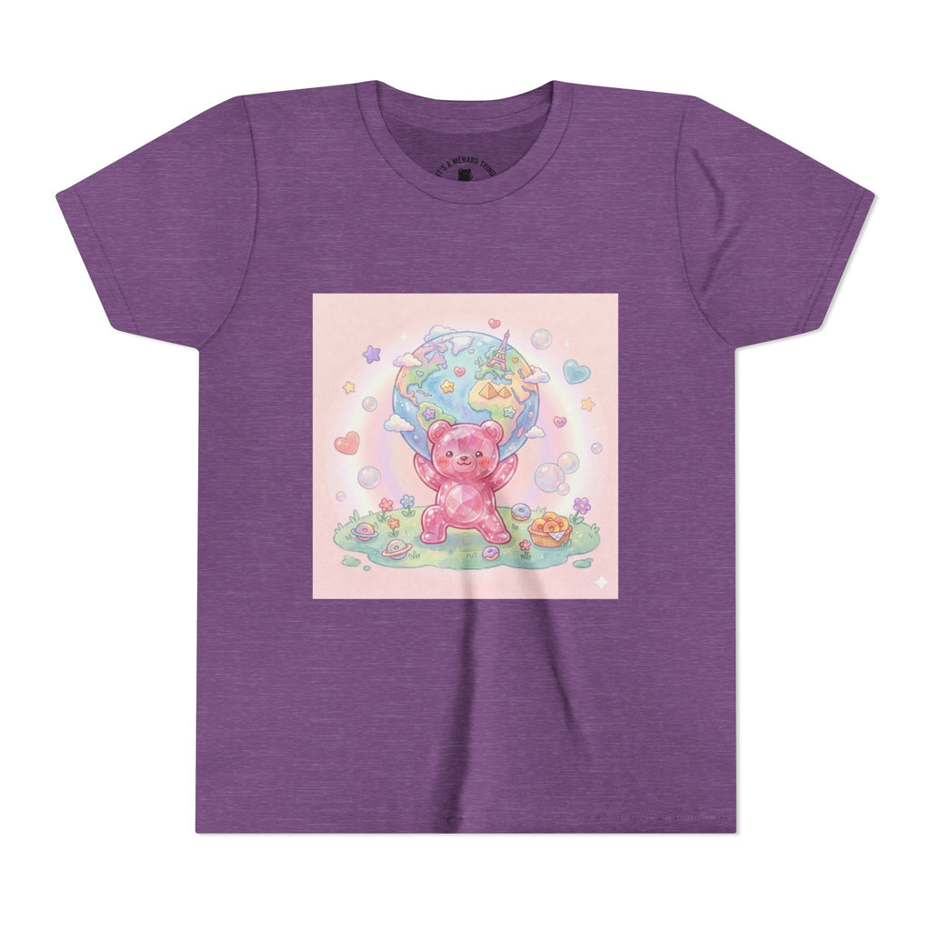 World Atlas, Weight of the Gummy World Pink Gooey Bear- Pastel Graphic Youth T-Shirt