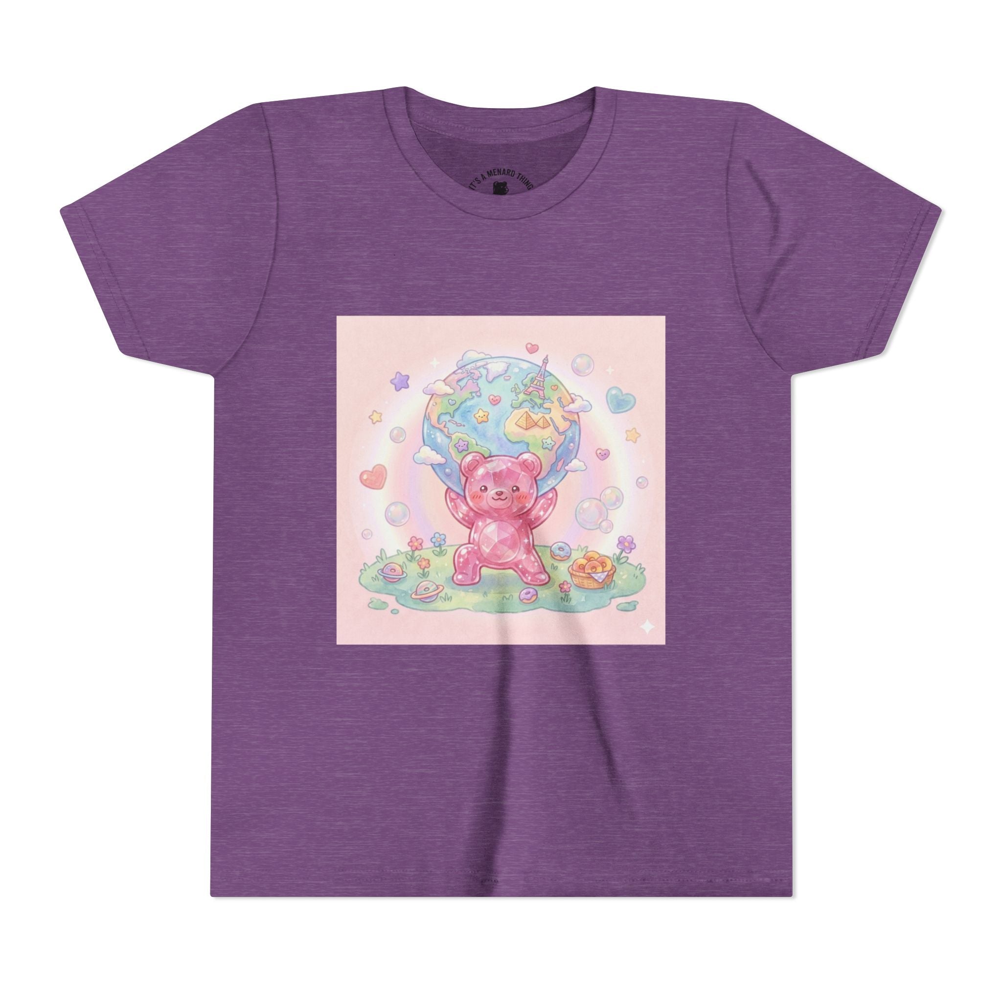 World Atlas, Weight of the Gummy World Pink Gooey Bear- Pastel Graphic Youth T-Shirt