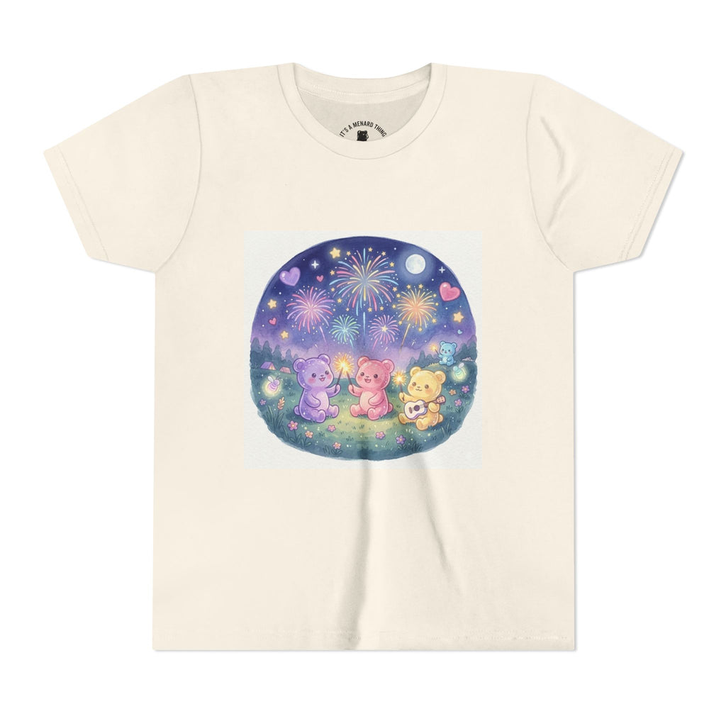Gooey Gummy Bear Friends Watching Fireworks Youth Short Sleeve Shirt