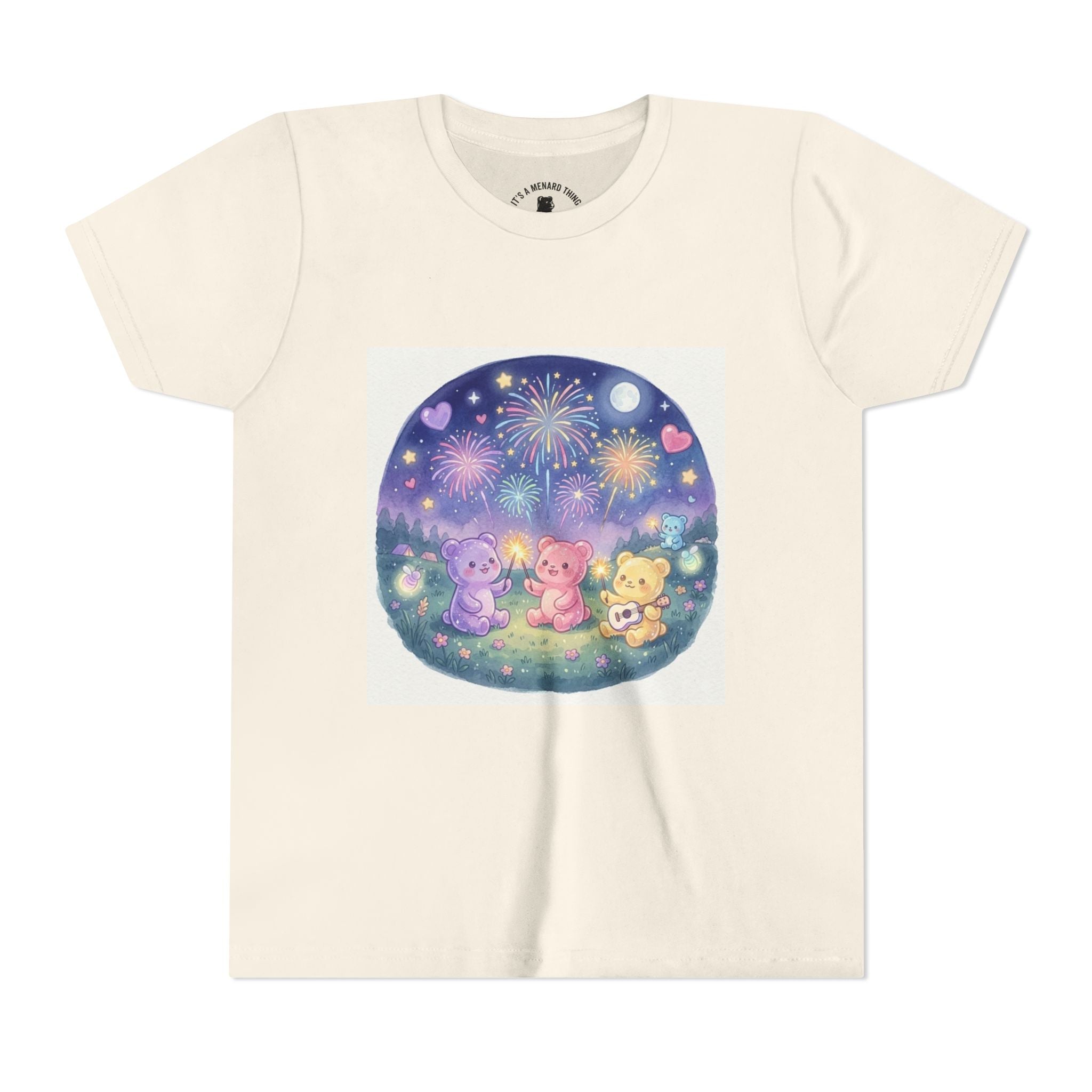 Gooey Gummy Bear Friends Watching Fireworks Youth Short Sleeve Shirt