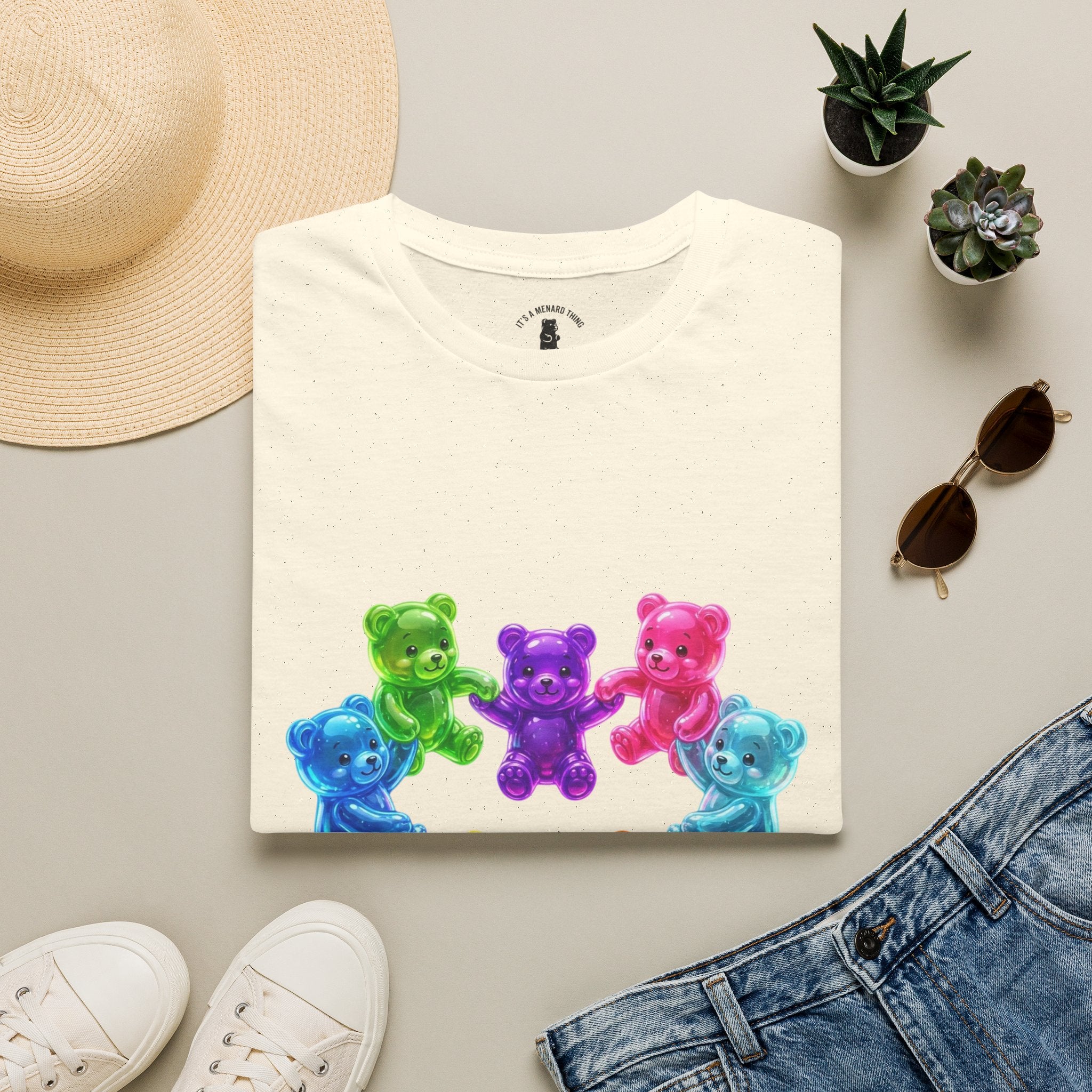 Holding Hands Into Heart Oozy Bear Gummy Friends- Graphic Shirt