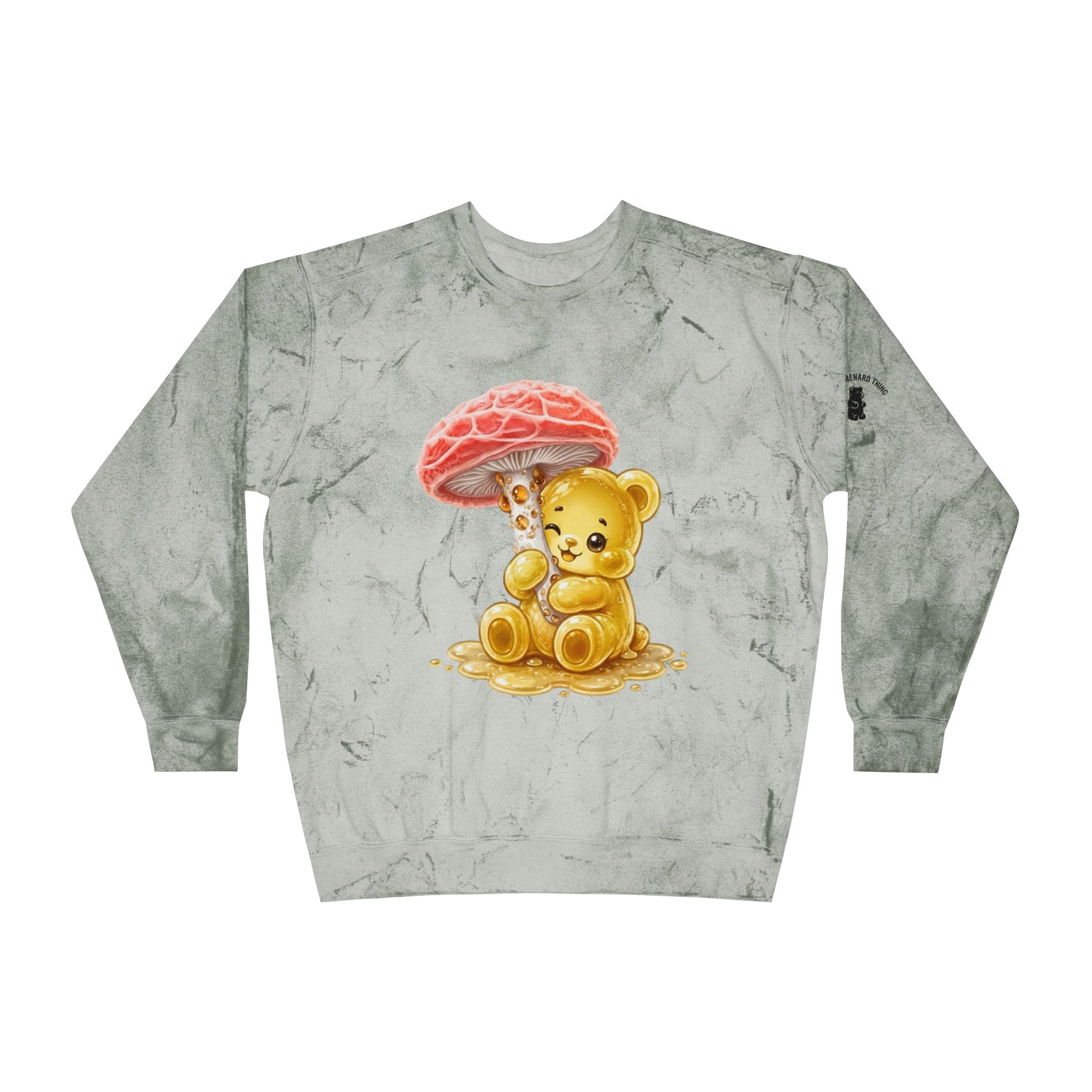 Special Orange Drippy Mushroom, Golden Gooey Gummy Bear — Cute Graphic Sweatshirt