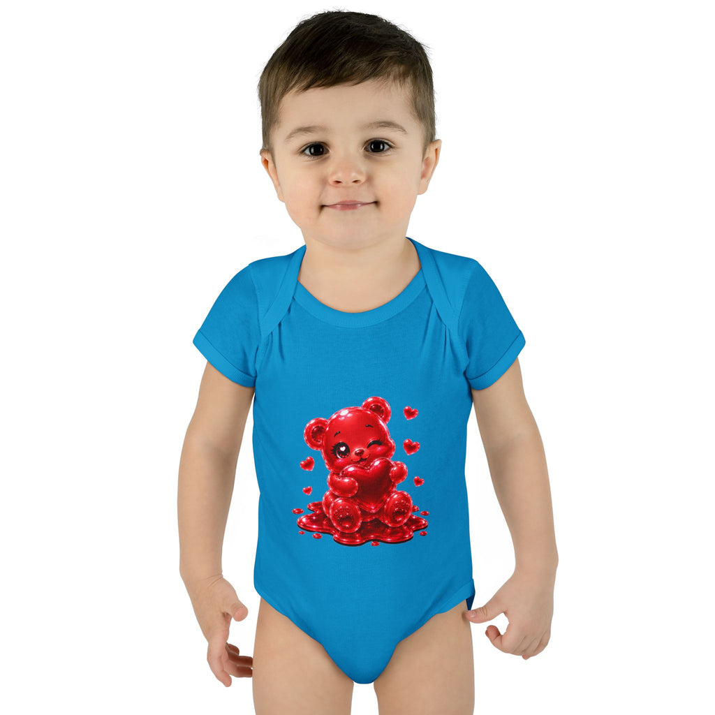 Special Red Heart Oozy Bear Baby Gummy Cutie Addition- Graphic Onesie