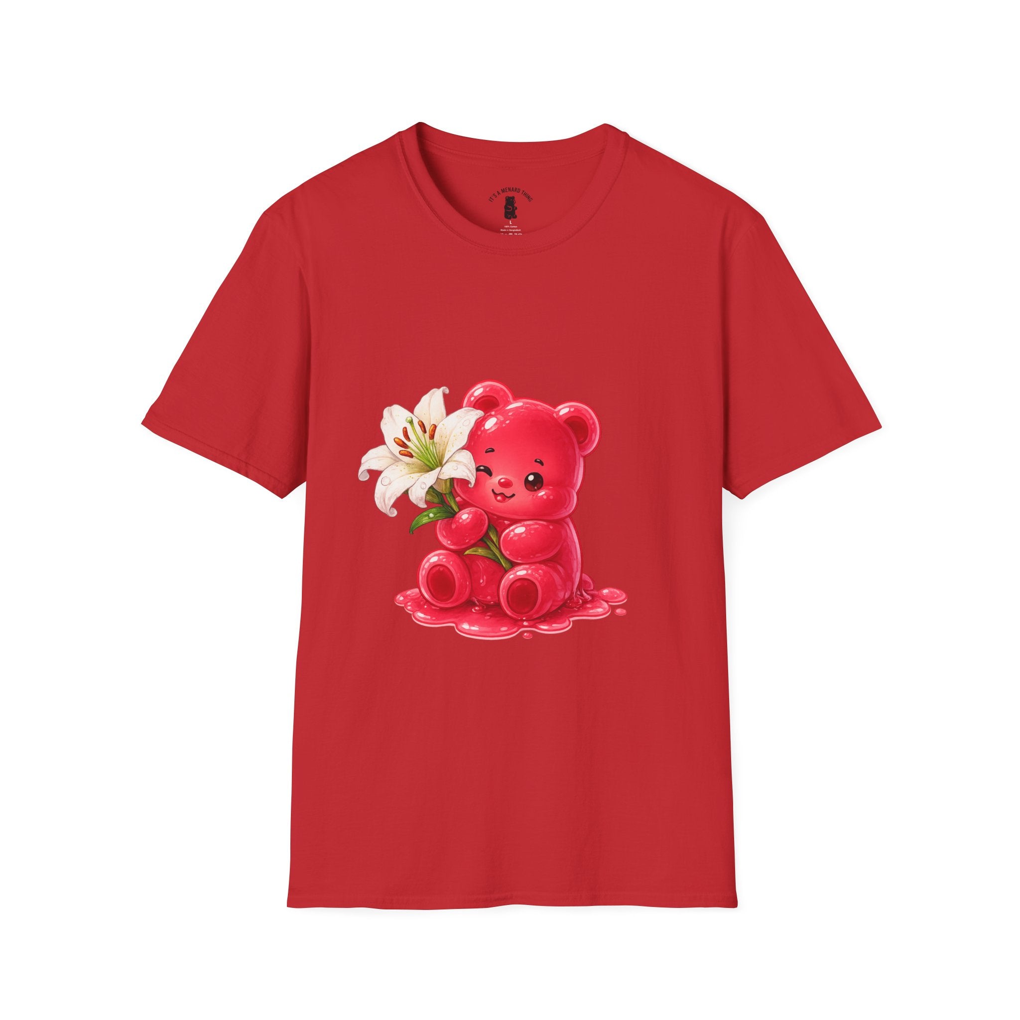 White Casa Blanca Lily, Red Oozy Bear Special Flower Edition- Graphic Shirt