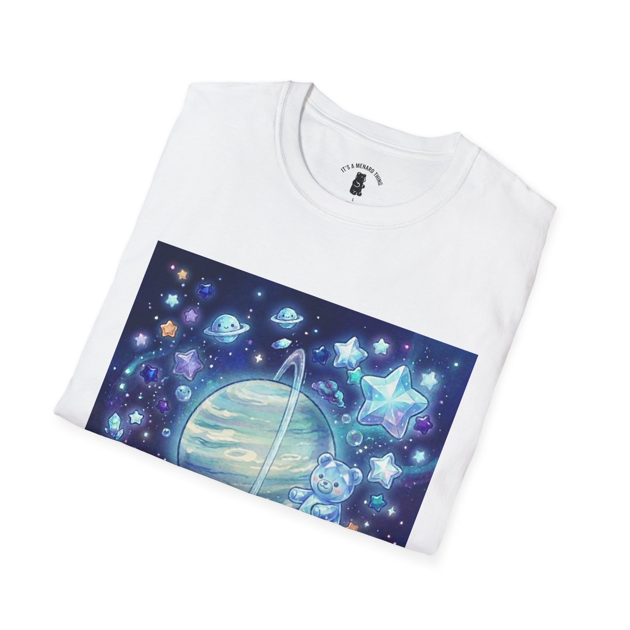 Floating By Uranus, Blue Crystal Gooey Gummy Bear- Kawaii Graphic T-Shirt