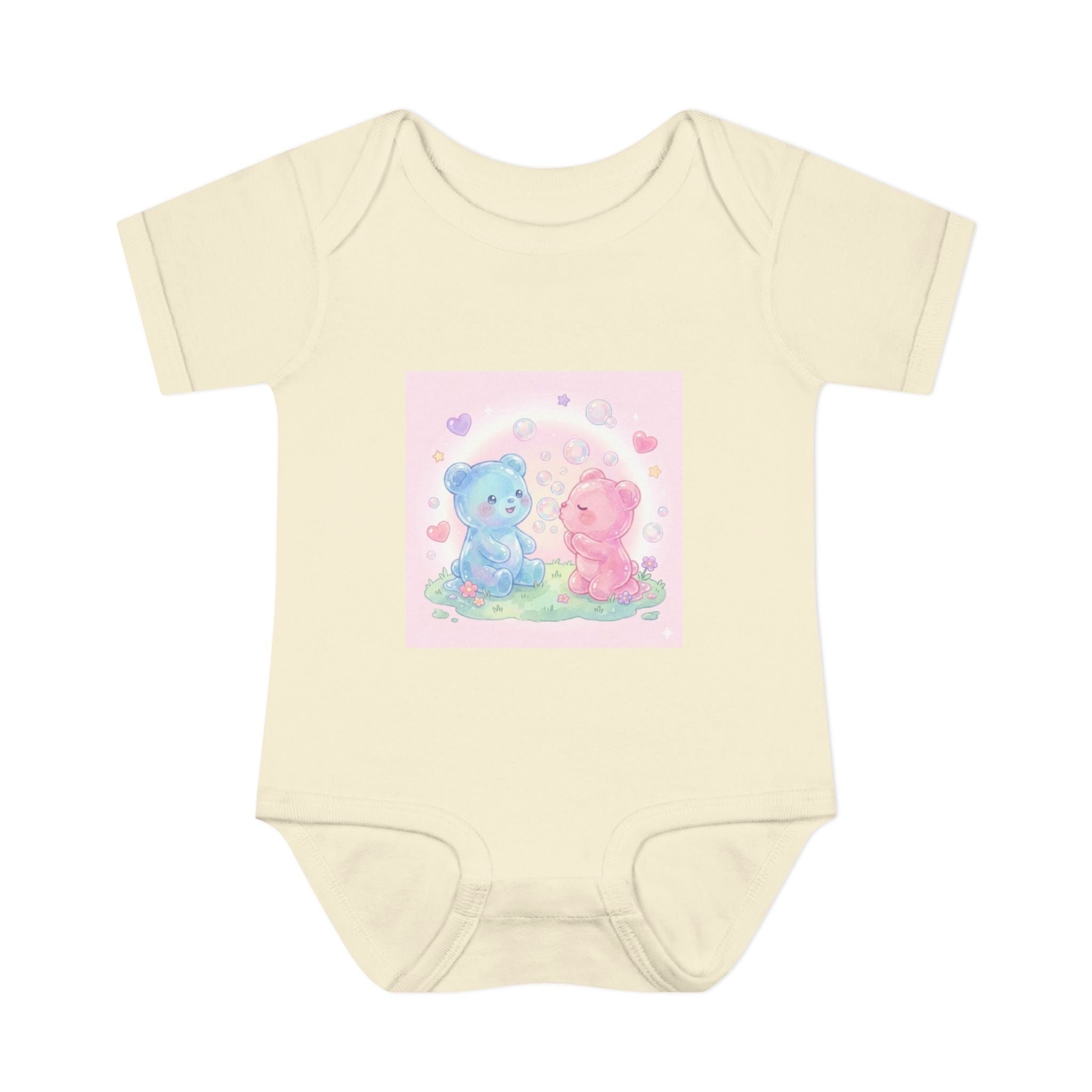 Baby Bodysuit — Pastel Blue & Pink Gooey Gummy Bears Cute Newborn Onesie
