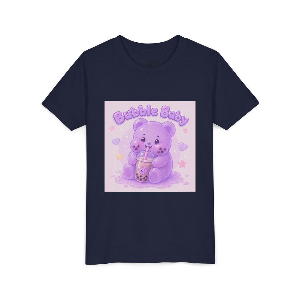 Purple Boba Tea Gooey Gummy Bear with Boba Milk Tea Kids Shirt
