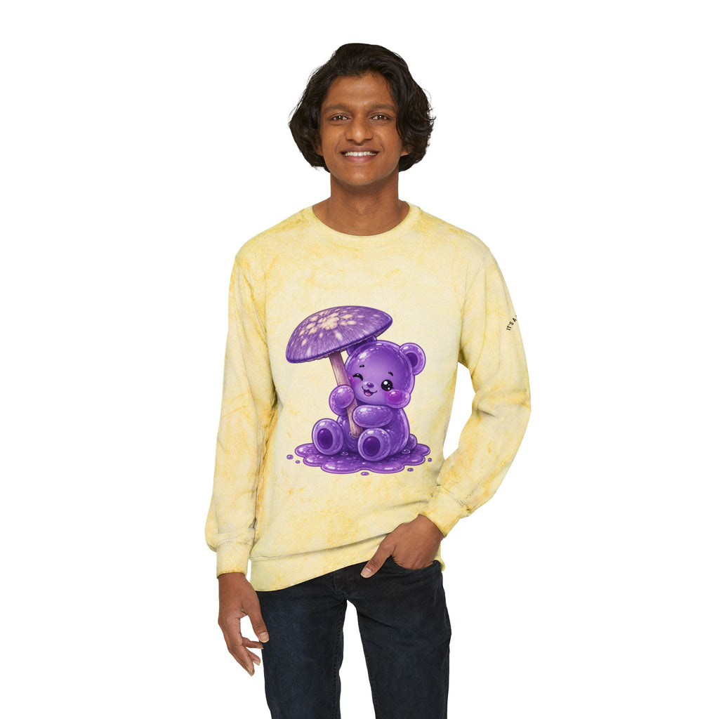 Special Purple Mushroom, Gooey Gummy Bear Friend — Kawaii Graphic Sweatshirt