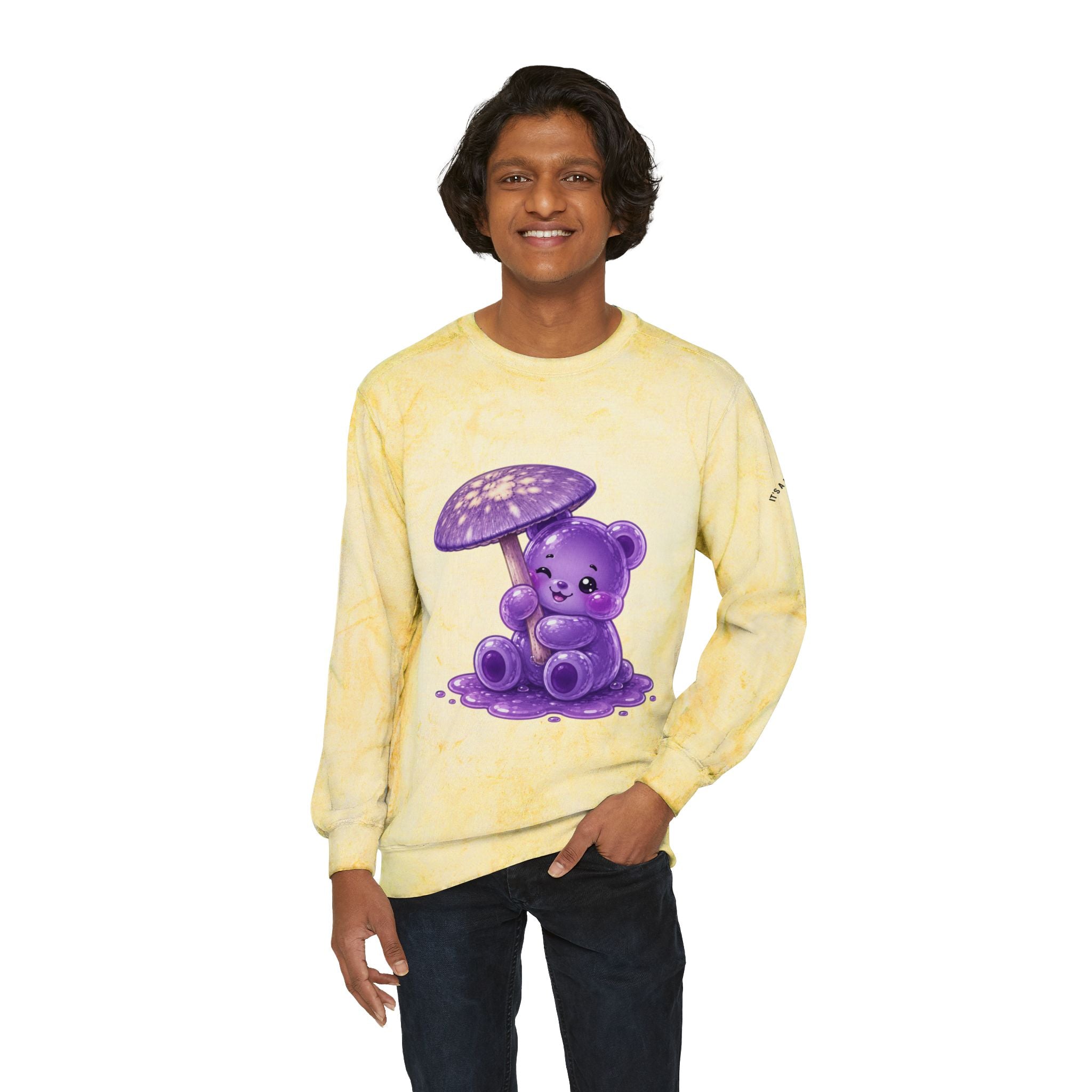 Special Purple Mushroom, Gooey Gummy Bear Friend — Kawaii Graphic Sweatshirt