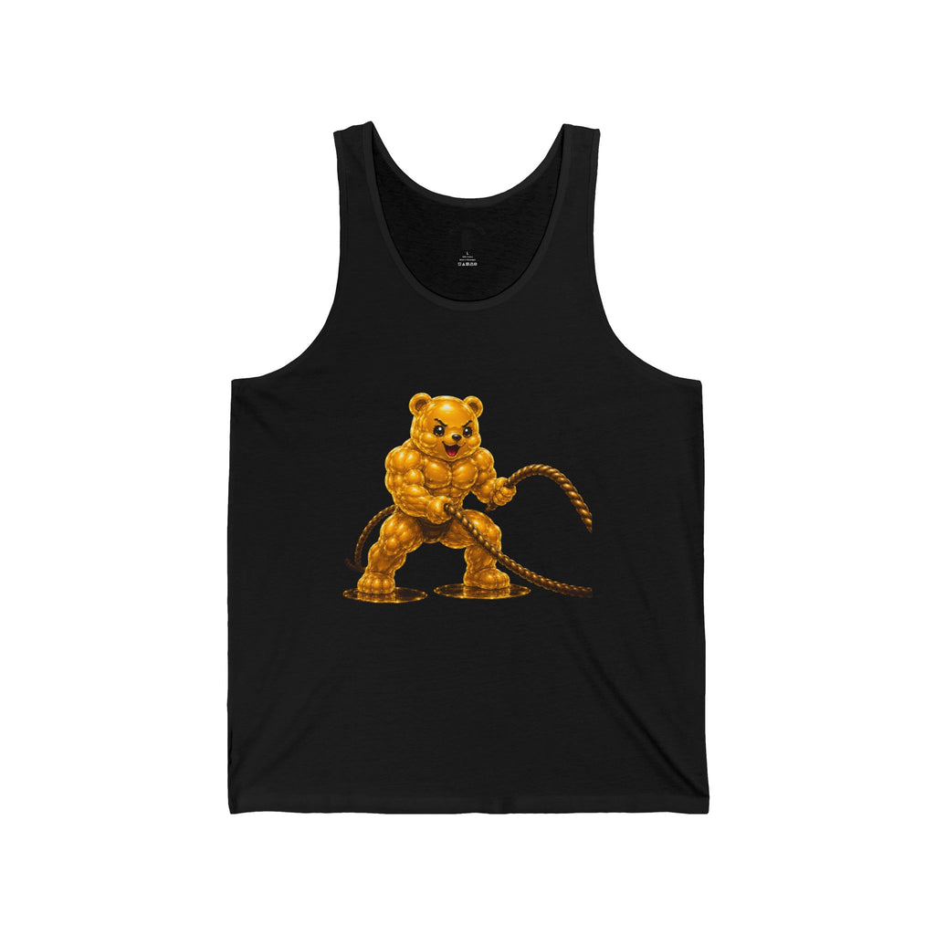 Rope Fitness, Golden Oozy Buff Bear Gym Addition- Adult Graphic Workout Shirt