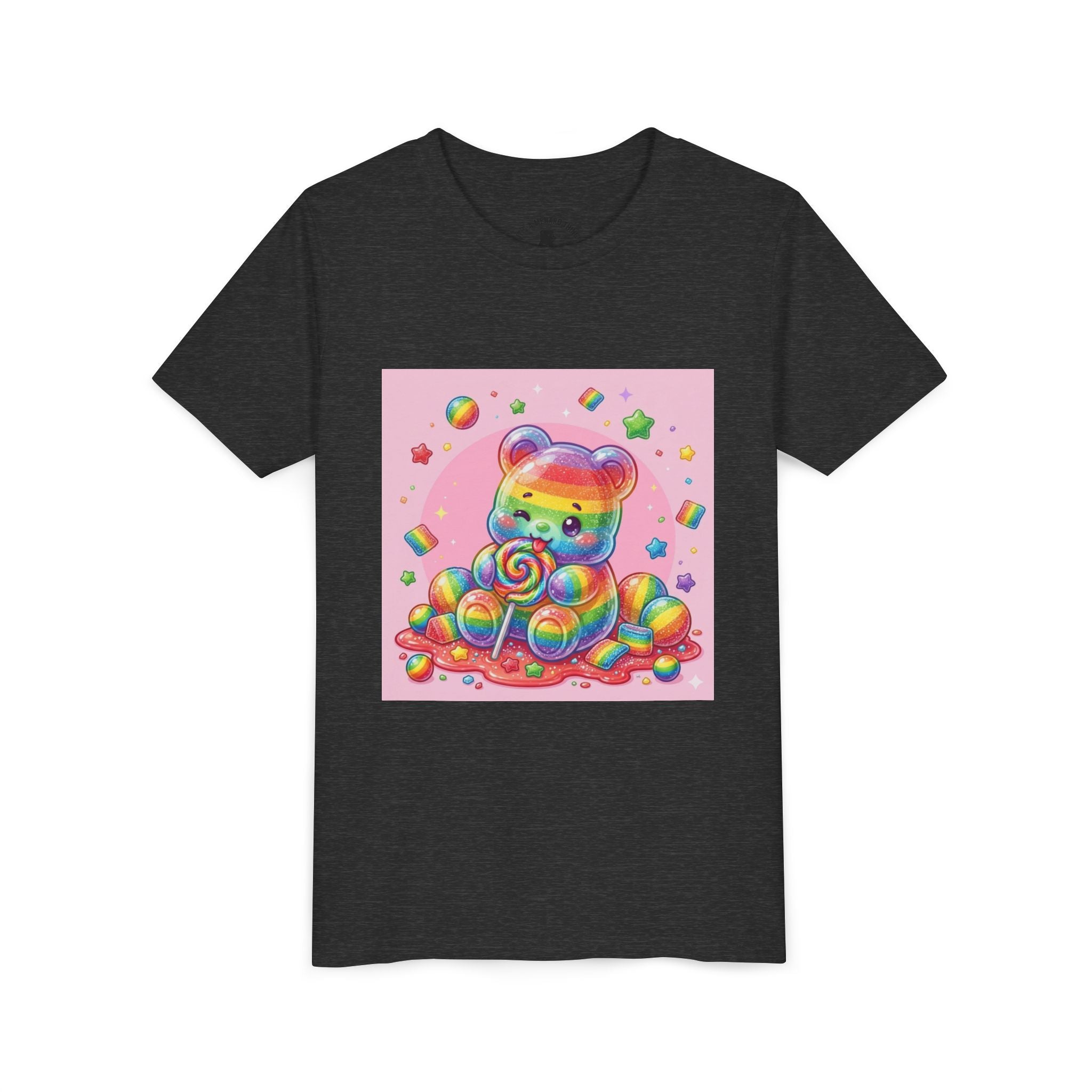 Rainbow Stripe Gooey Gummy Bear Youth T-Shirt