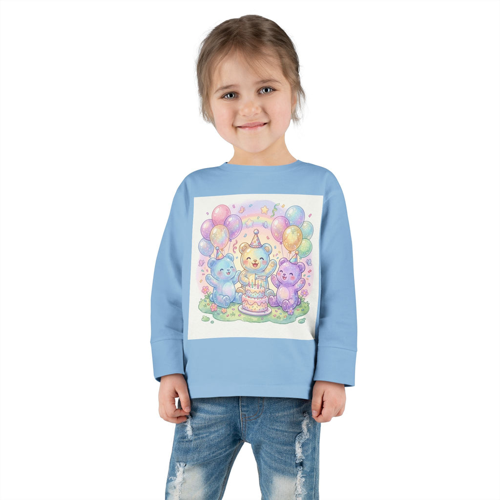 Pastel Birthday Oozy Bear Party Bash, Special Friends Celebration- Graphic Long Sleeve Shirt