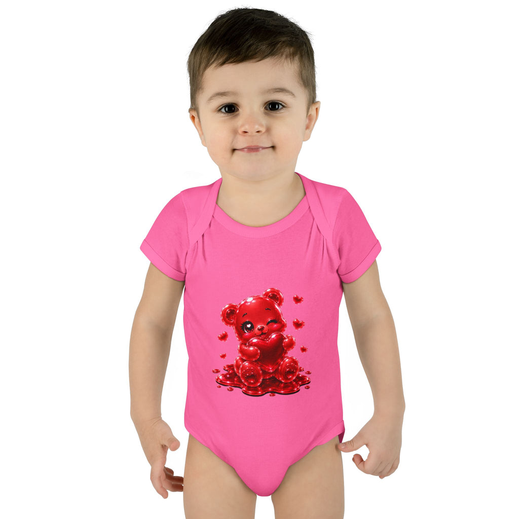 Special Red Heart Oozy Bear Baby Gummy Cutie Addition- Graphic Onesie
