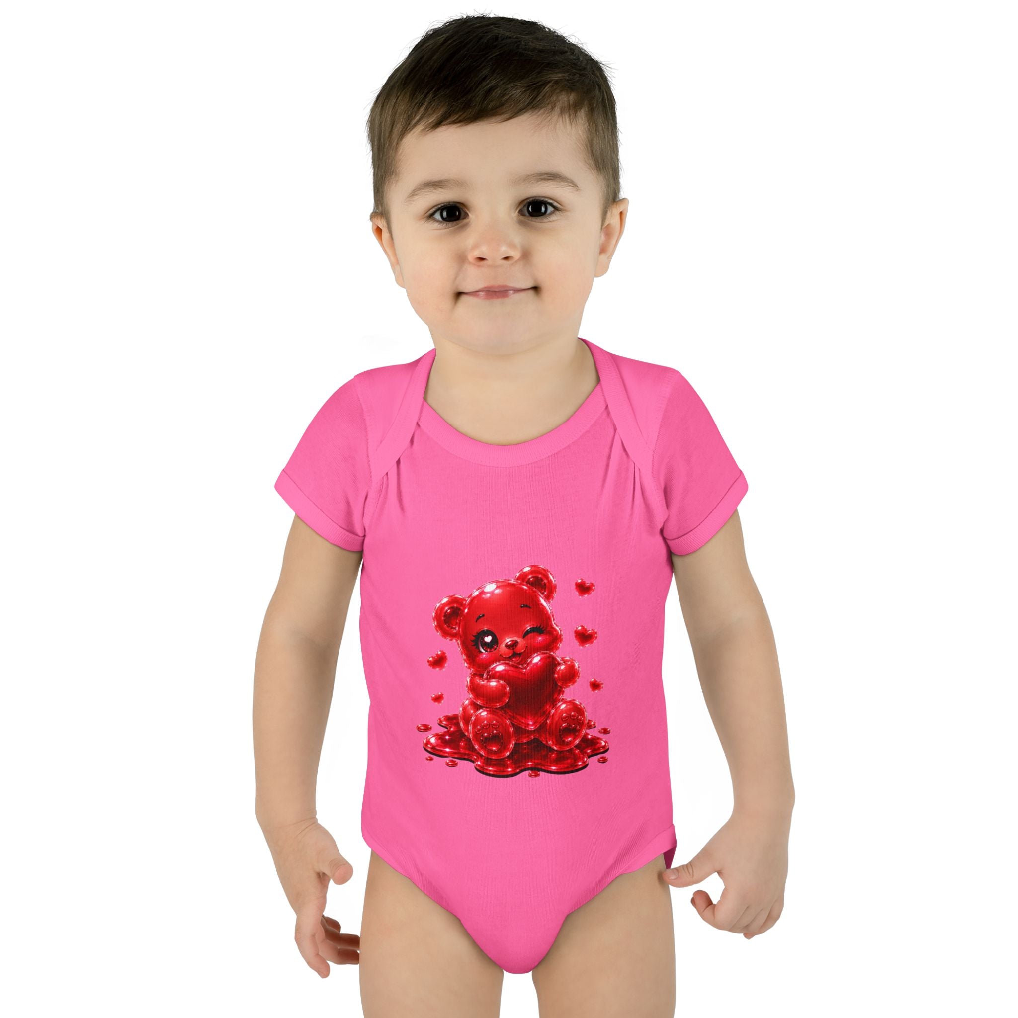 Special Red Heart Oozy Bear Baby Gummy Cutie Addition- Graphic Onesie