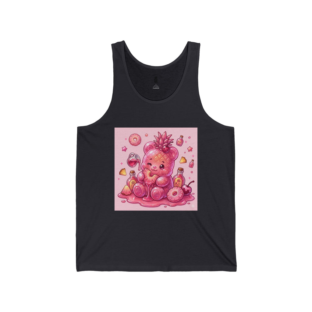 Pink Pineapple Exotic Fruit, Gooey Gummy Bear Friend — Kawaii Graphic Illustration