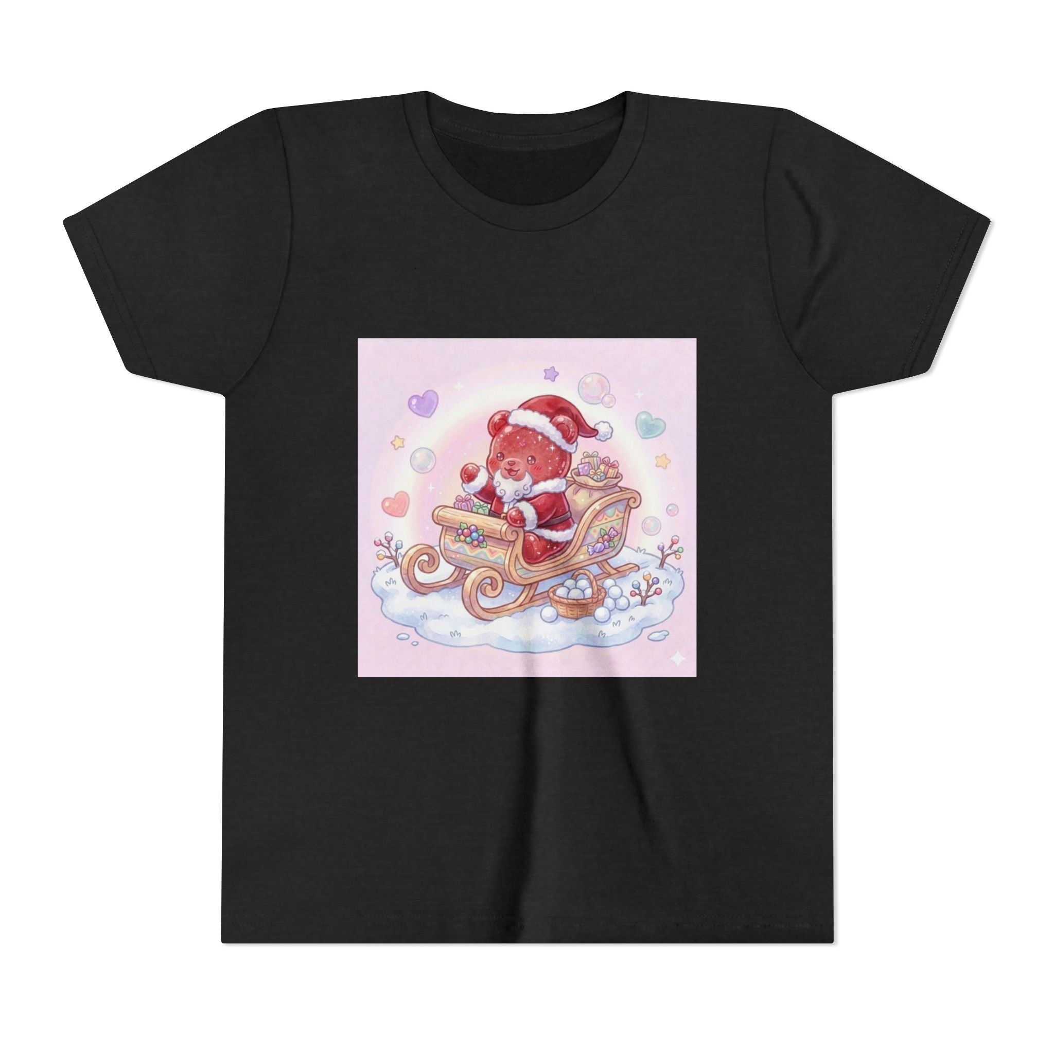 Cute Gooey Gummy Red Santa in Sleigh Holiday Shirt
