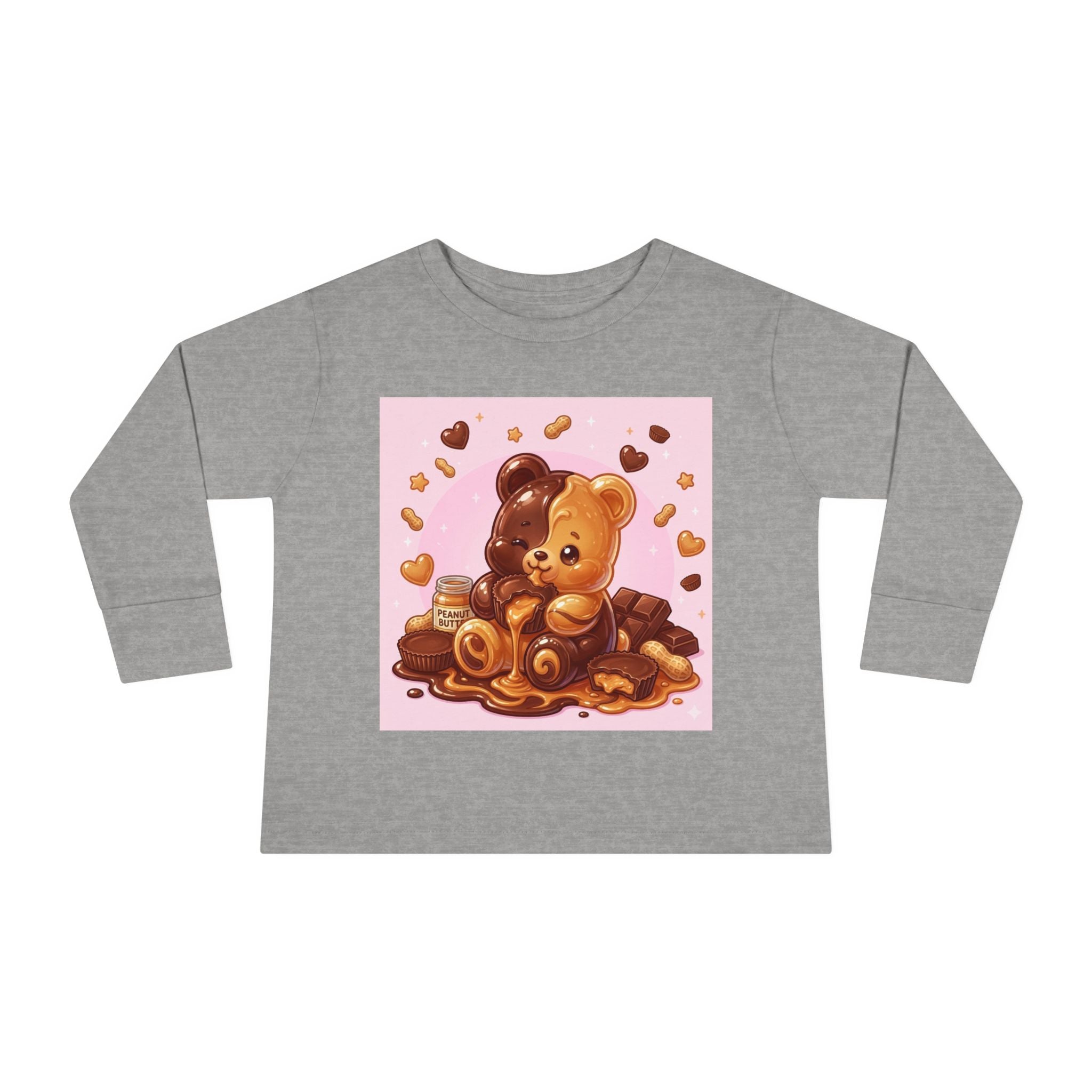 Chocolate and Peanut Butter swirl Delight, Oozy Bear Friend- Kids Graphic Long Sleeve Shirt
