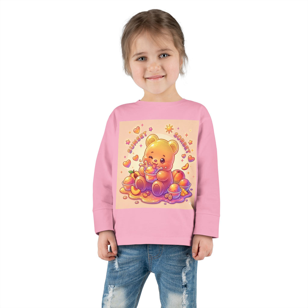 Sweet Peach Sorbet, Oozy Bear Gummy Friend Special- Kids Graphic Long Sleeve Shirt