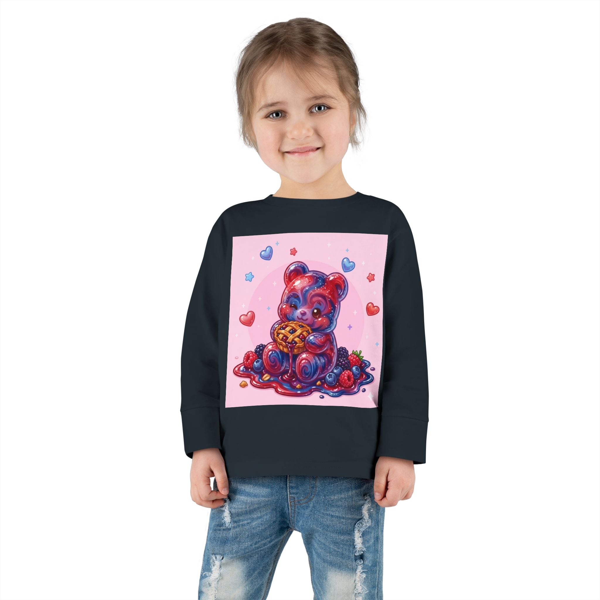 Mixed Berry Pie, Oozy Bear Gummy Friend Special- Kids Graphic Long Sleeve Shirt