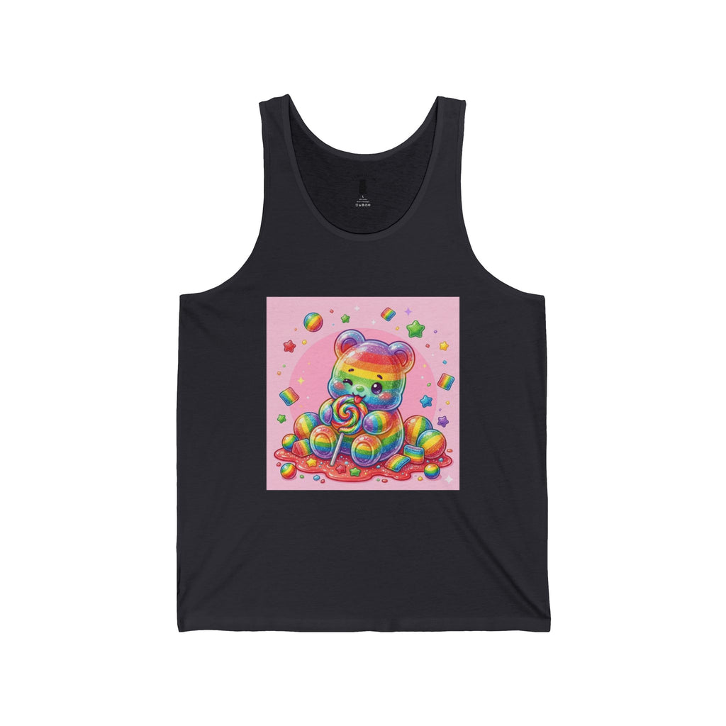 Rainbow Stripe Candy, Lollipop Gooey Gummy Bear — Kawaii Graphic Tank Top