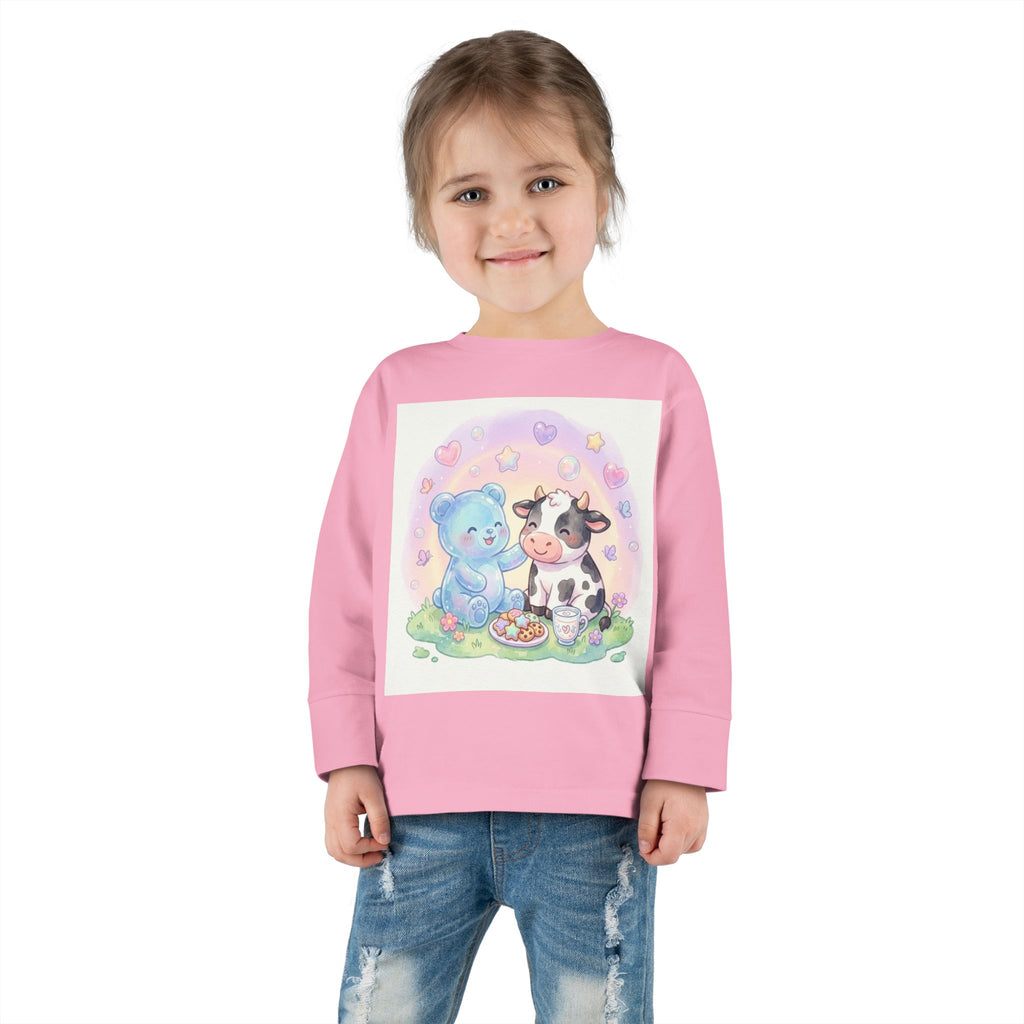 Milk & Cookies, Cow and Oozy Gummy Bear Friend- Graphic Long Sleeve Shirt