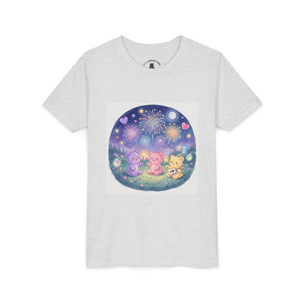 Gooey Gummy Bear Friends Watching Fireworks Youth Short Sleeve Shirt