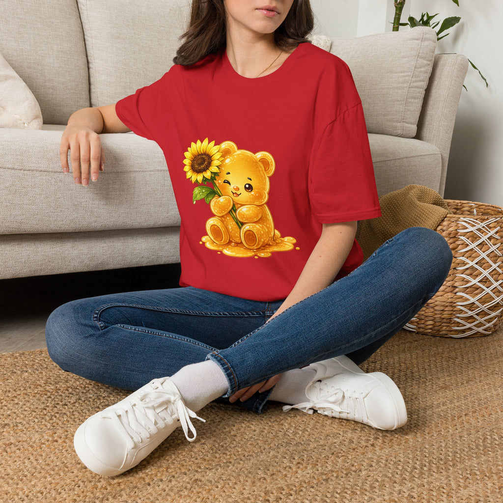 Blooming Sunflower, Yellow Bright Oozy Bear Gummy Friend Special Flower Addition- Graphic Shirt