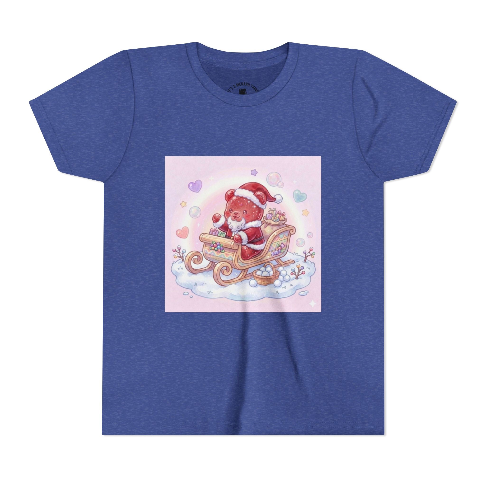 Cute Gooey Gummy Red Santa in Sleigh Holiday Shirt