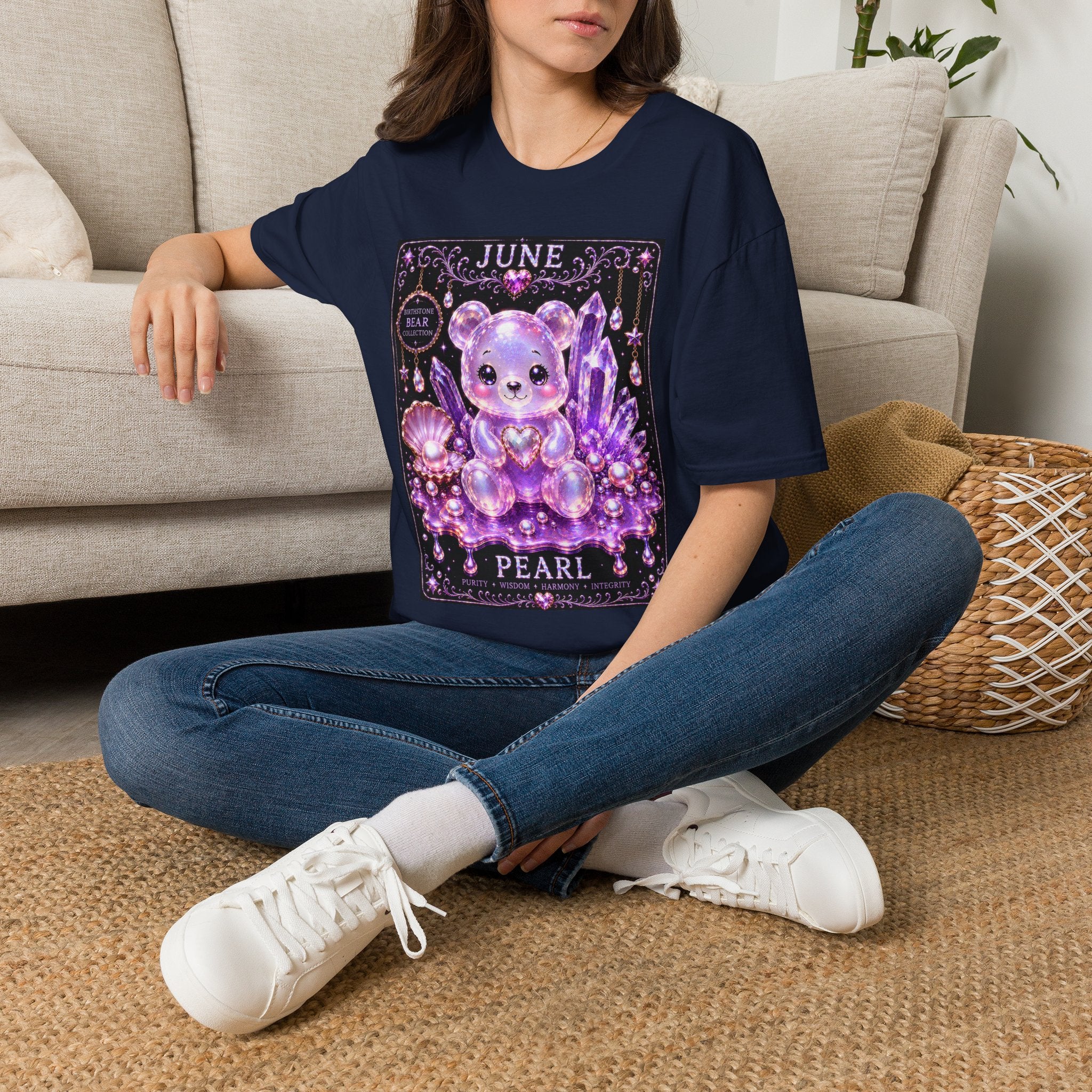 June Birthstone Pearl Crystal Oozy Bears Special Addition- Graphic Shirt