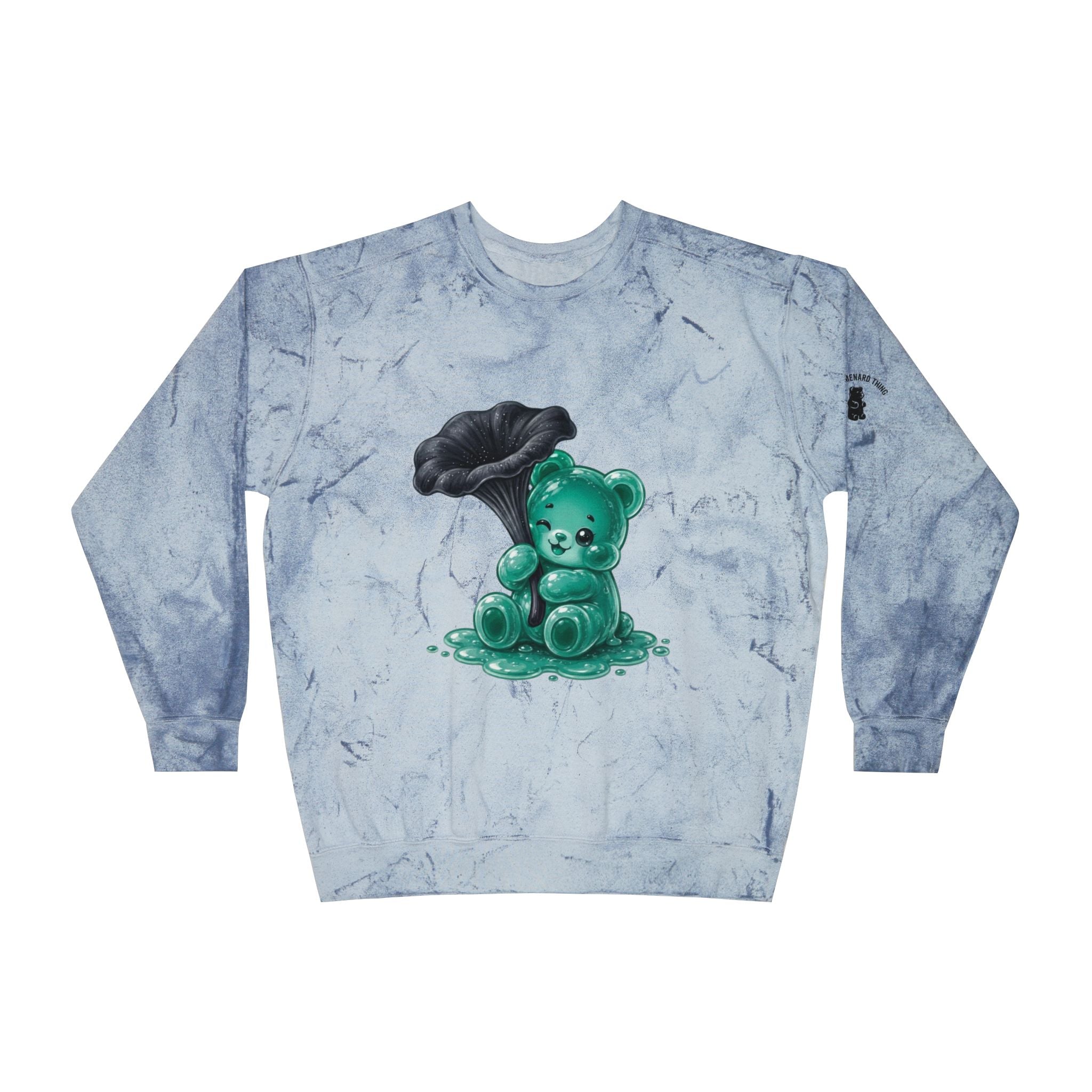 Black Trumpet Mushroom, Pretty Teal Gooey Gummy Bear-Kawaii Graphic Sweatshirt