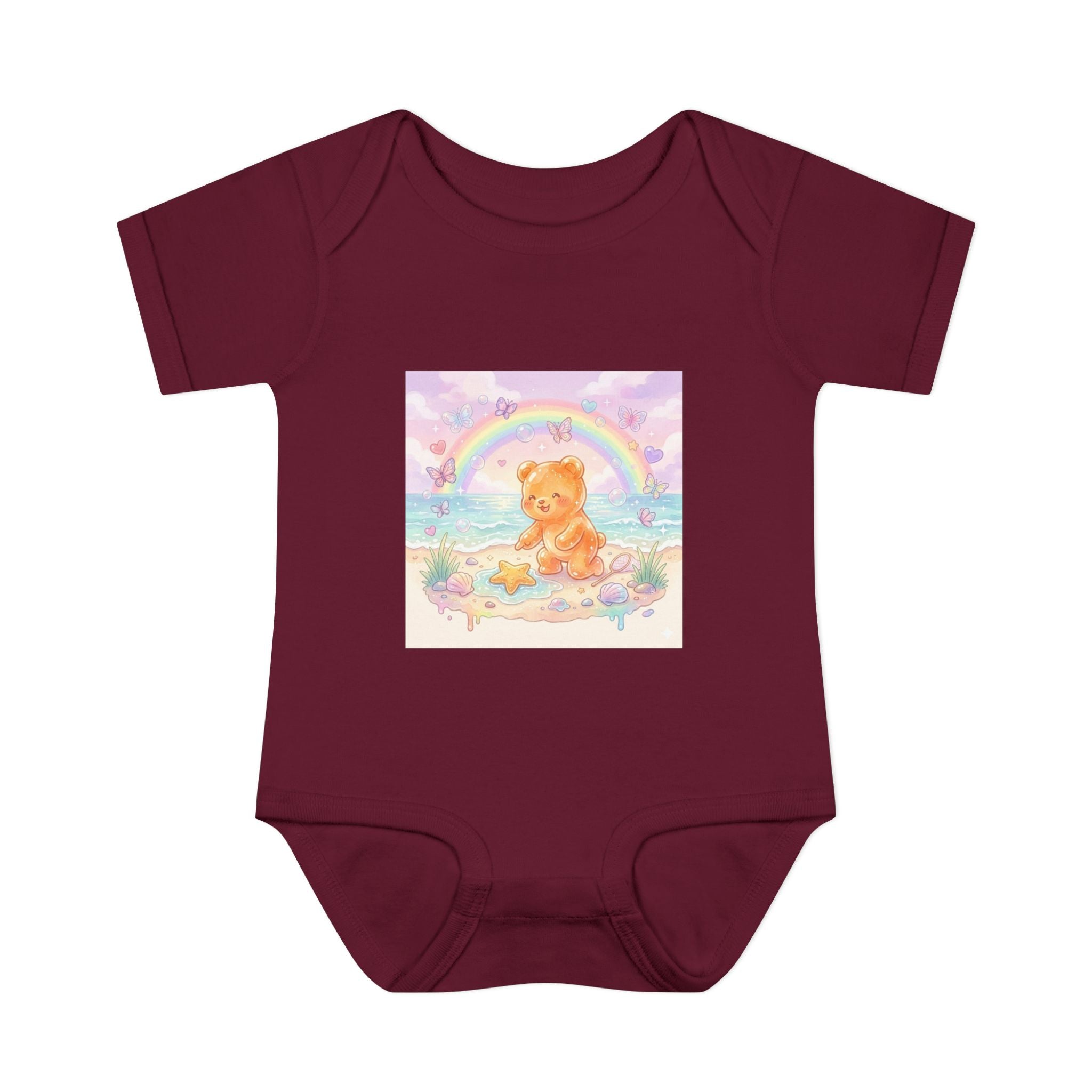 Gooey Gummy Beach Bear Rainbow & Starfish - Bodysuit