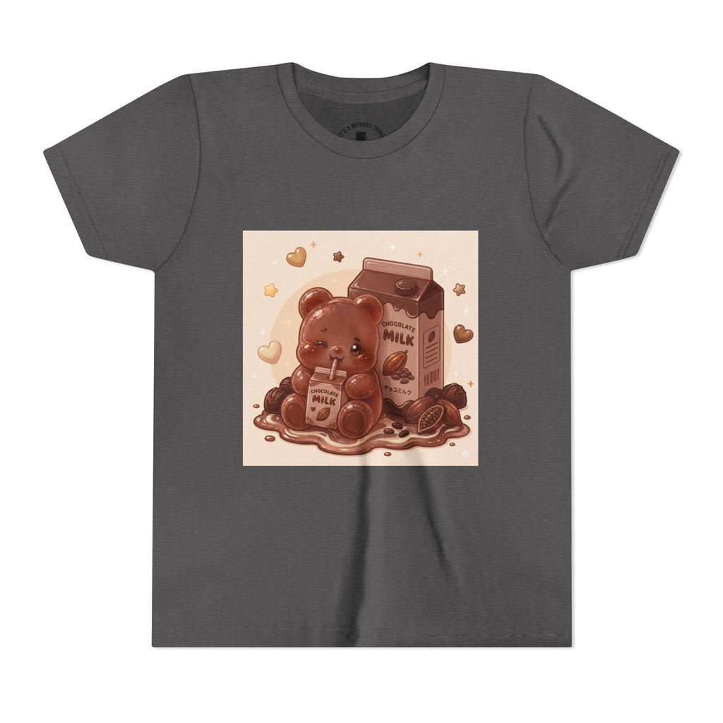 Kids Milk Chocolate Gooey Gummy Bear — Cute Milk Carton Graphic Youth T-Shirt