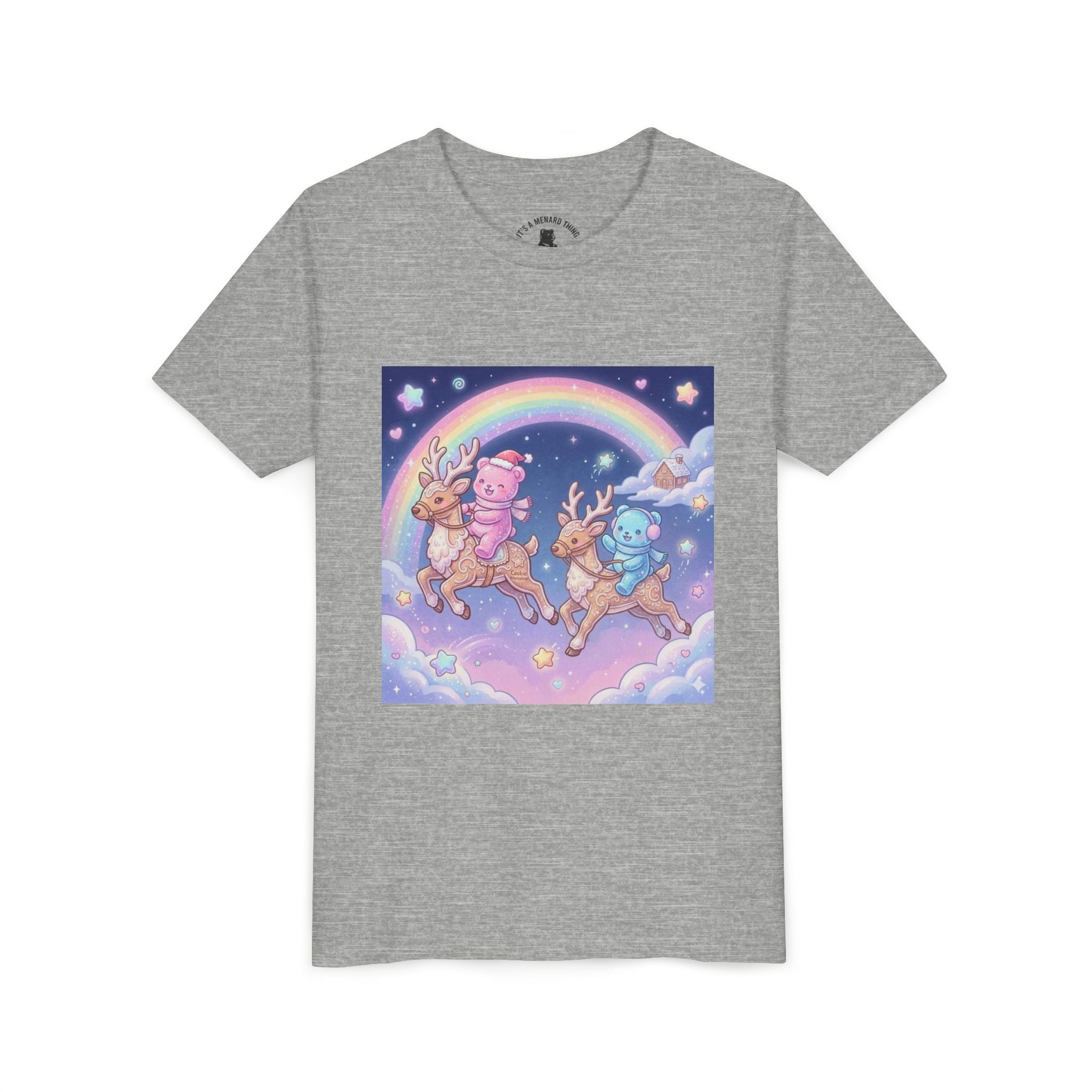 Duo Gooey Gummy Bear riding Reindeer — Cute Youth T-Shirt