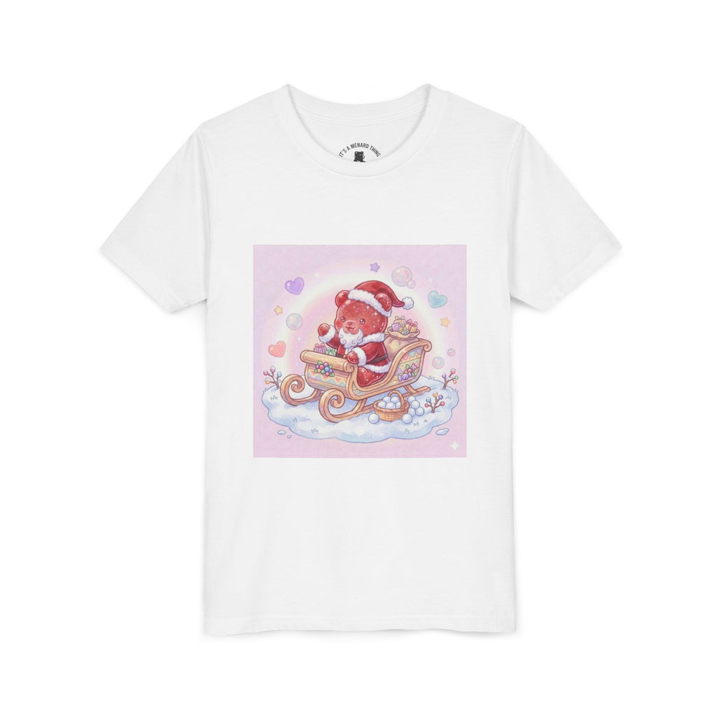 Cute Gooey Gummy Red Santa in Sleigh Holiday Shirt