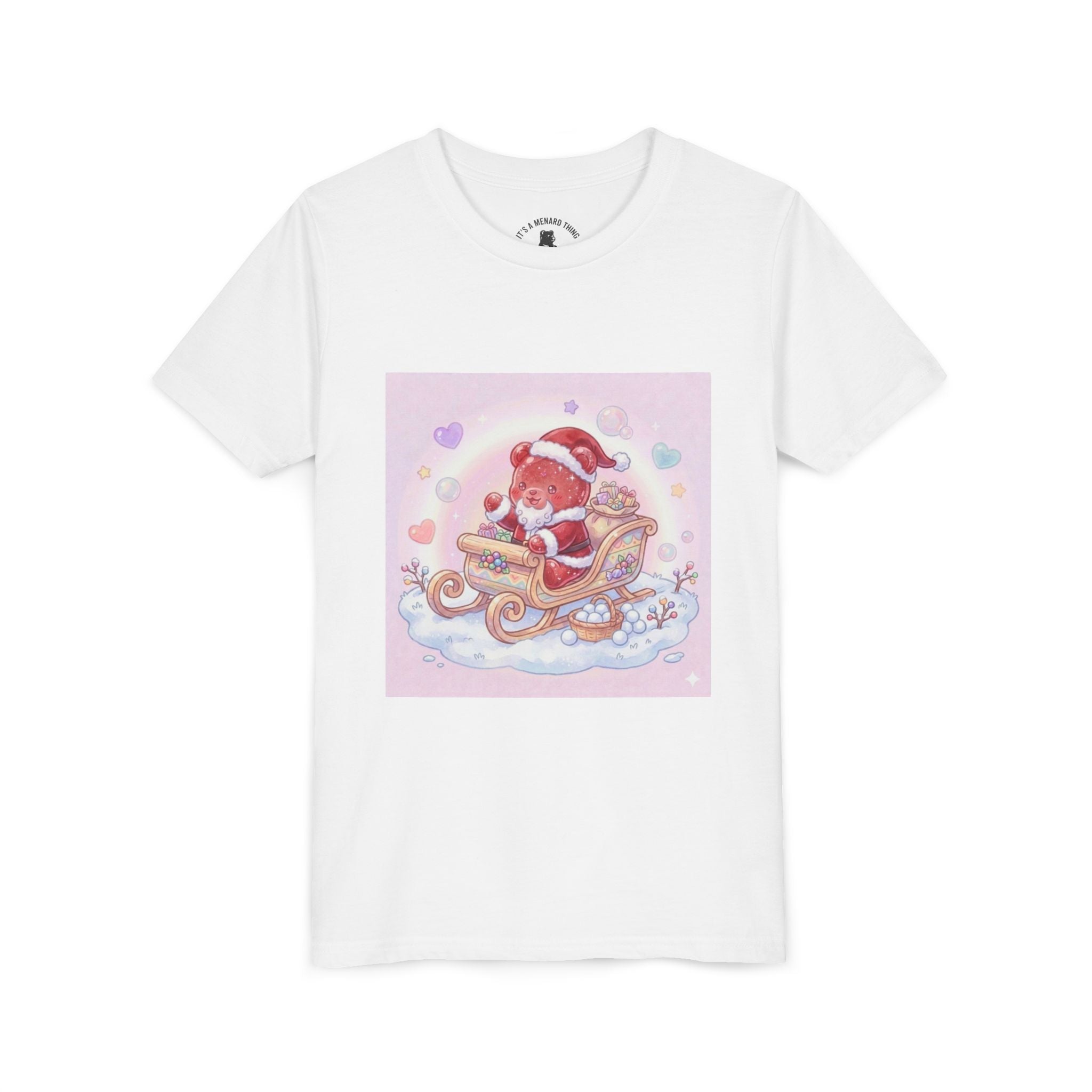 Cute Gooey Gummy Red Santa in Sleigh Holiday Shirt
