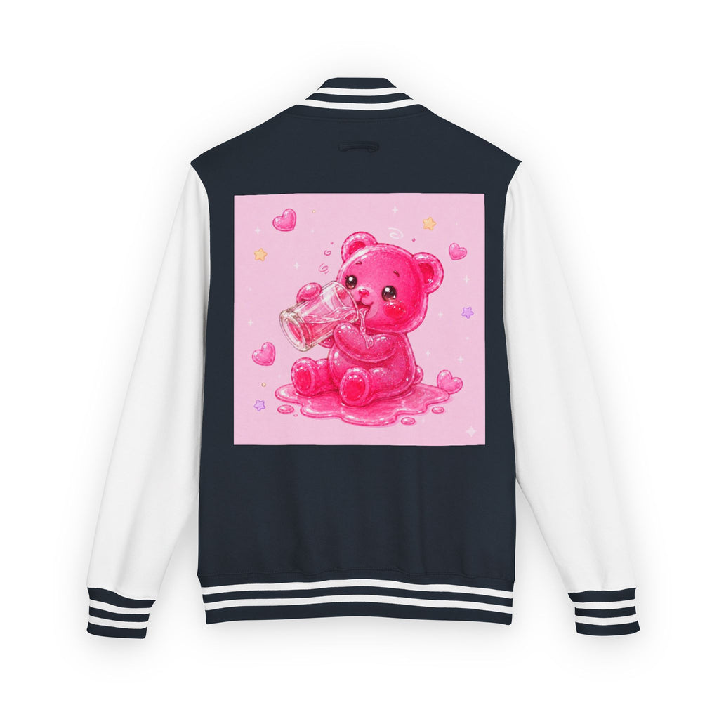 Pink Sugar Shock Shot! Boozy Gooey Gummy Bear — Kawaii Graphic Varsity Jacket
