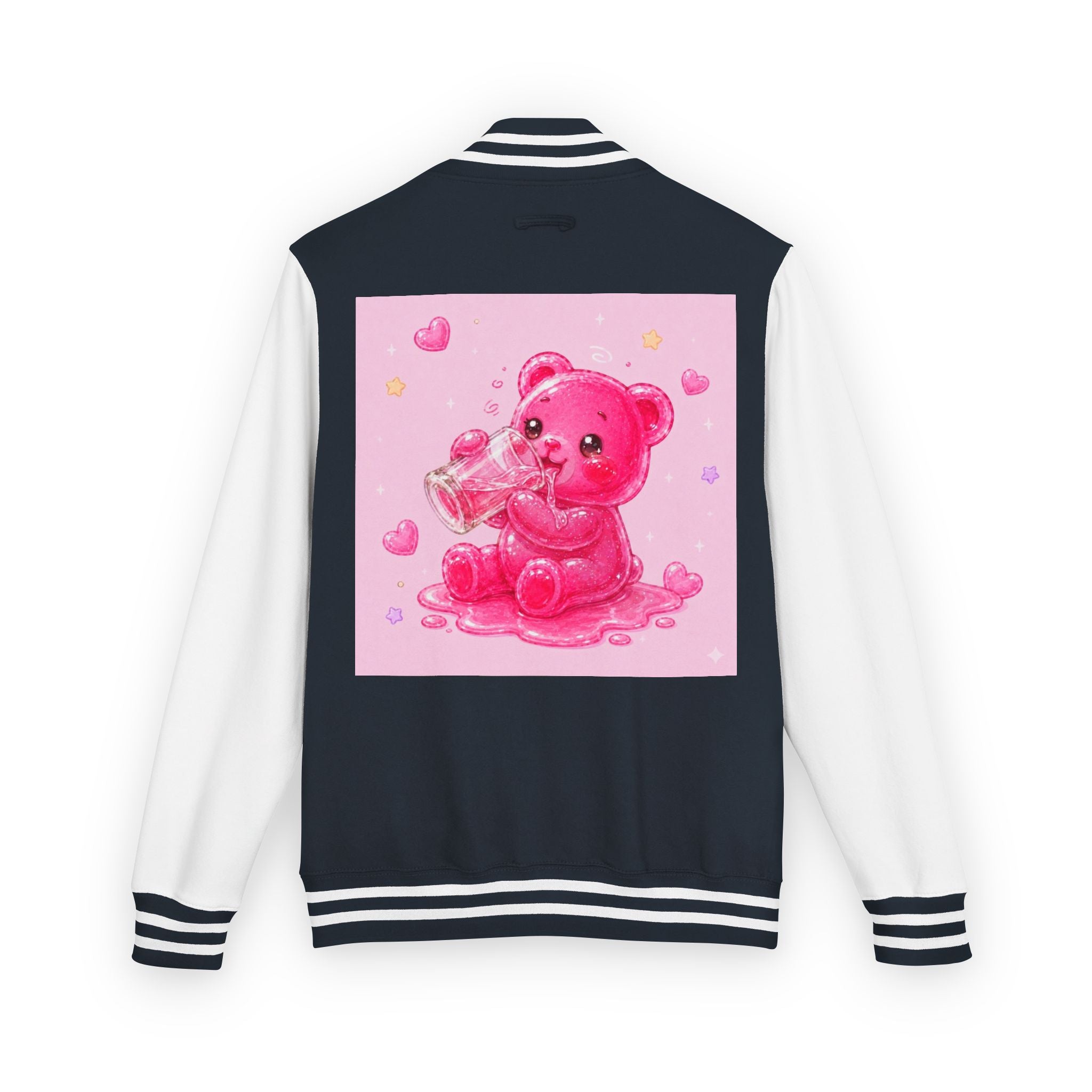 Pink Sugar Shock Shot! Boozy Gooey Gummy Bear — Kawaii Graphic Varsity Jacket