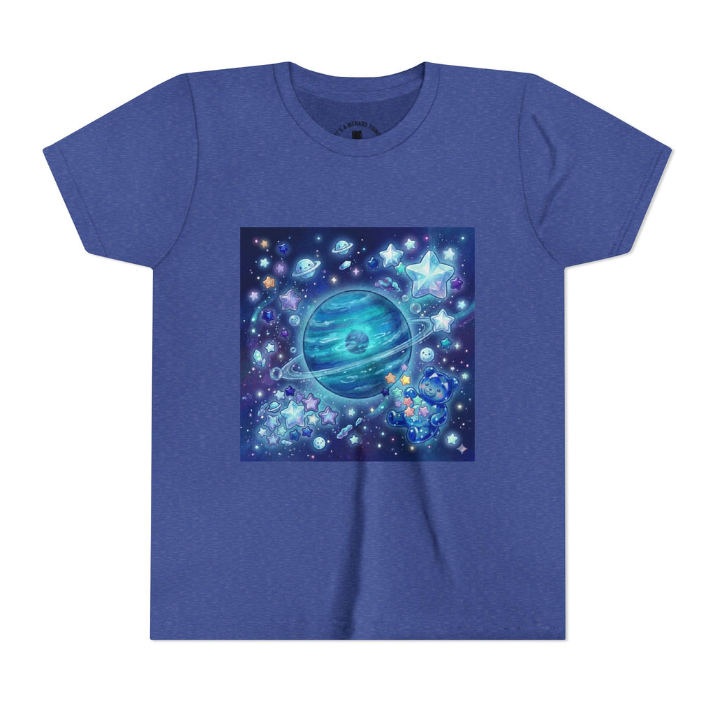 Floating On Neptune, Blue Gooey Crystal Gummy bear — Cute Blue Space Kids T-Shirt