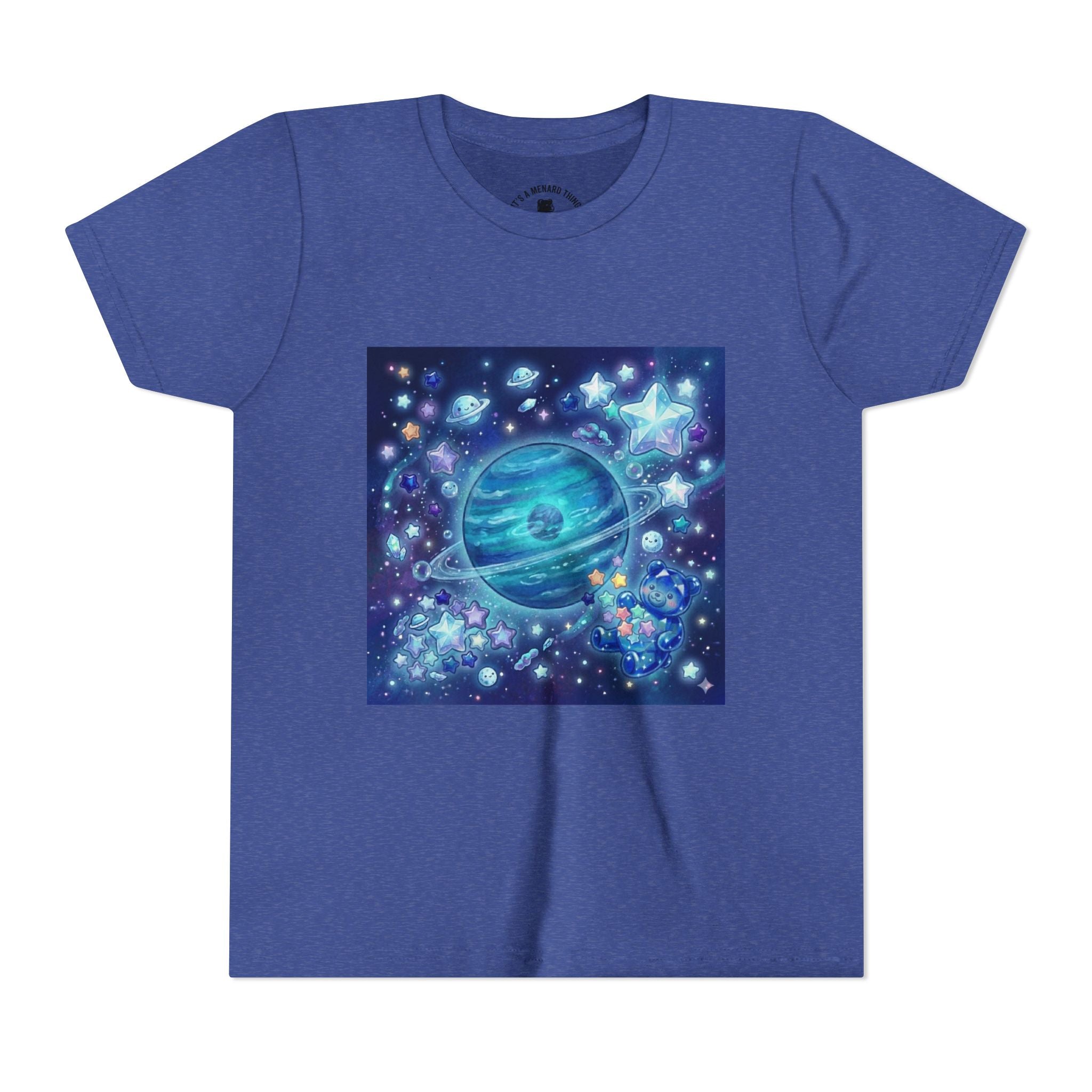 Floating On Neptune, Blue Gooey Crystal Gummy bear — Cute Blue Space Kids T-Shirt