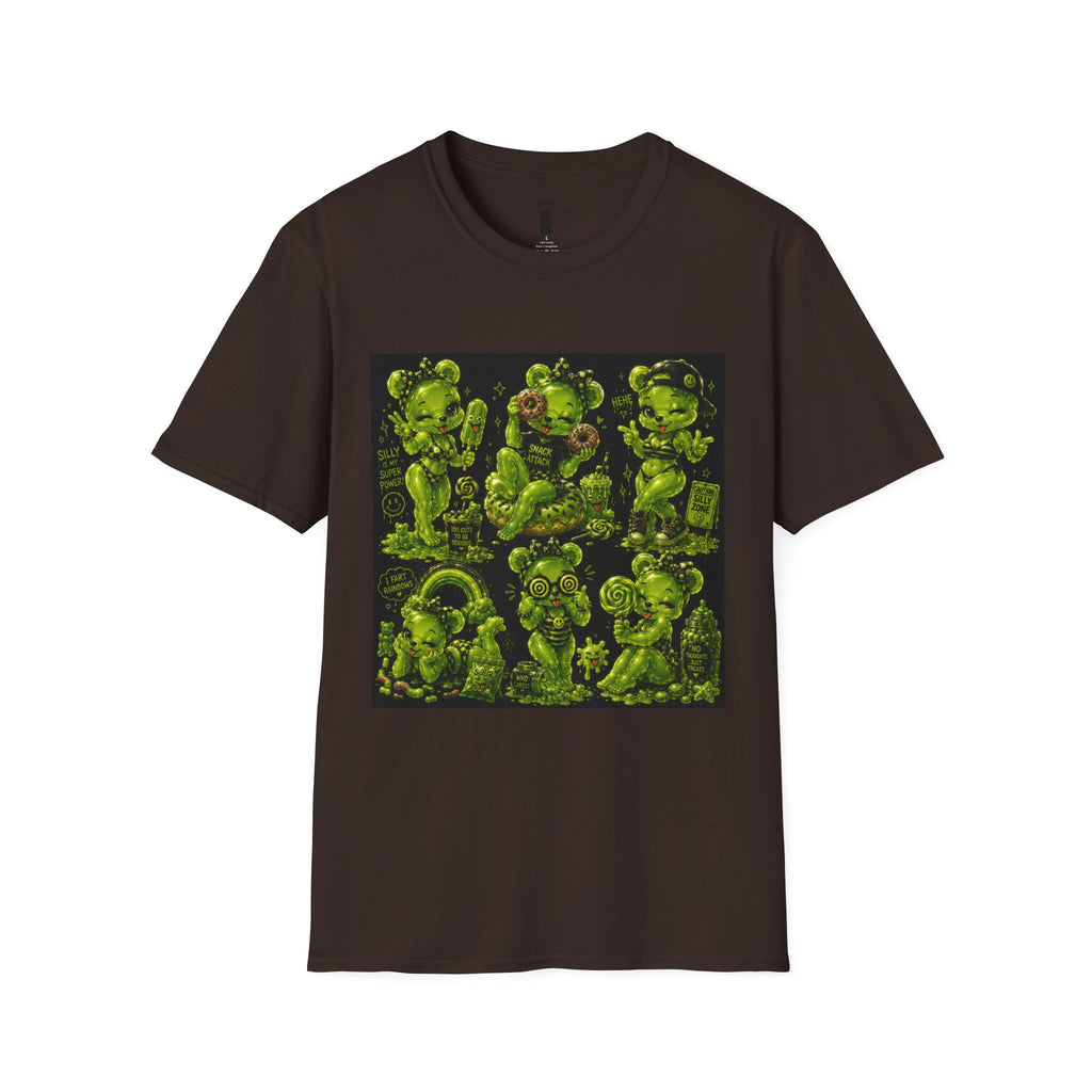 Lime Green Retro Oozy Bear Babe, Beach Pin Up- Adult Graphic Shirt (18+)