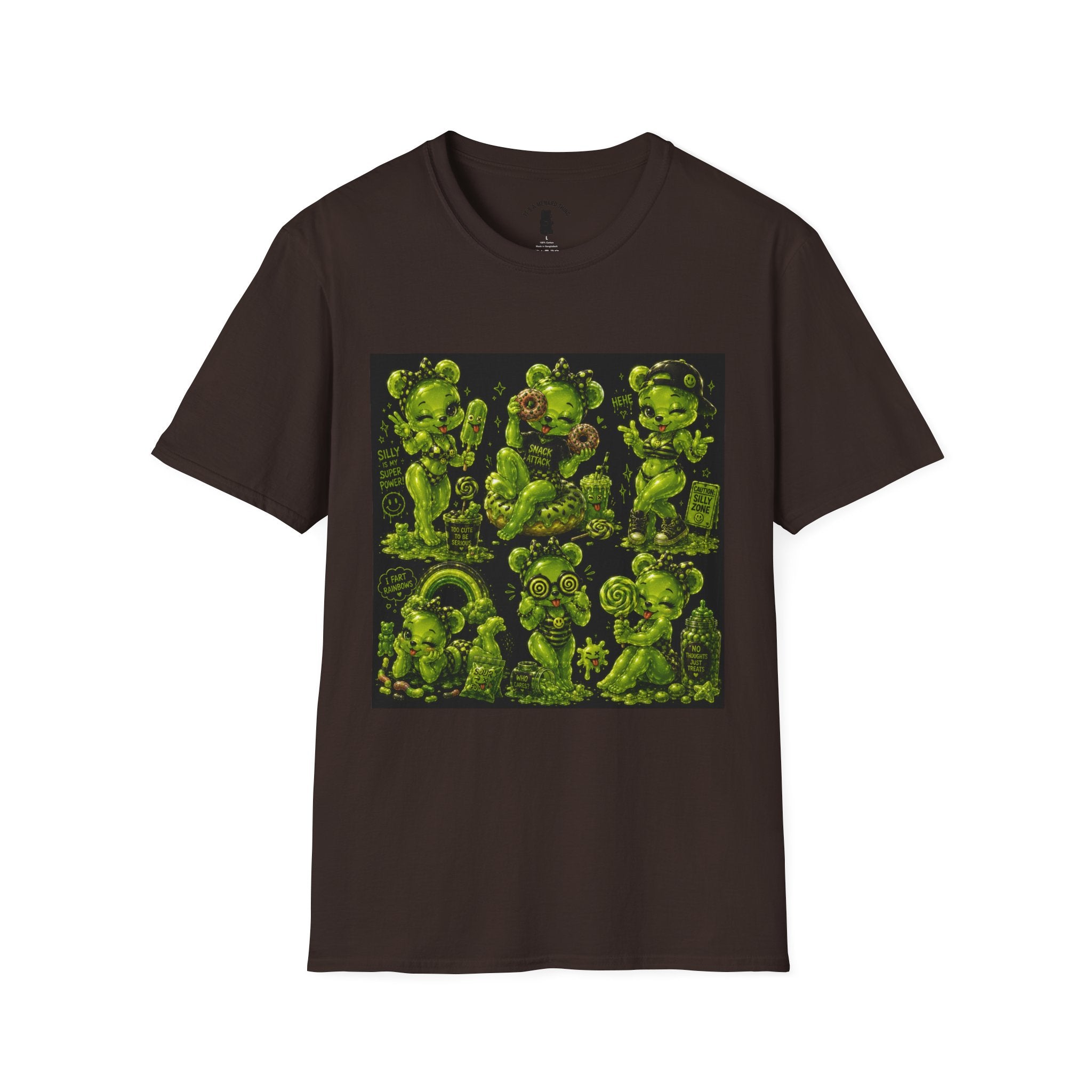 Lime Green Retro Oozy Bear Babe, Beach Pin Up- Adult Graphic Shirt (18+)