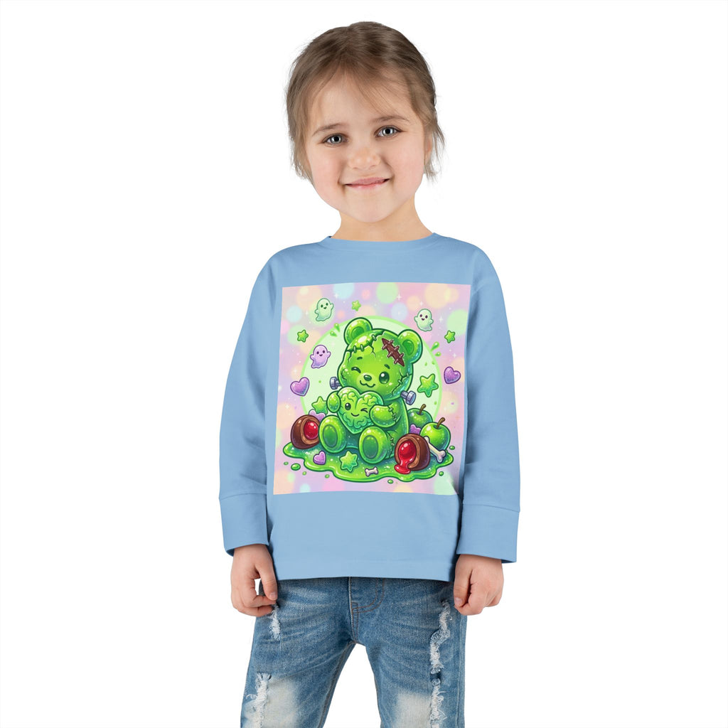 Franken-Oozy-Bear Gummy Friend, Halloween Addition- Graphic Long Sleeve Shirt