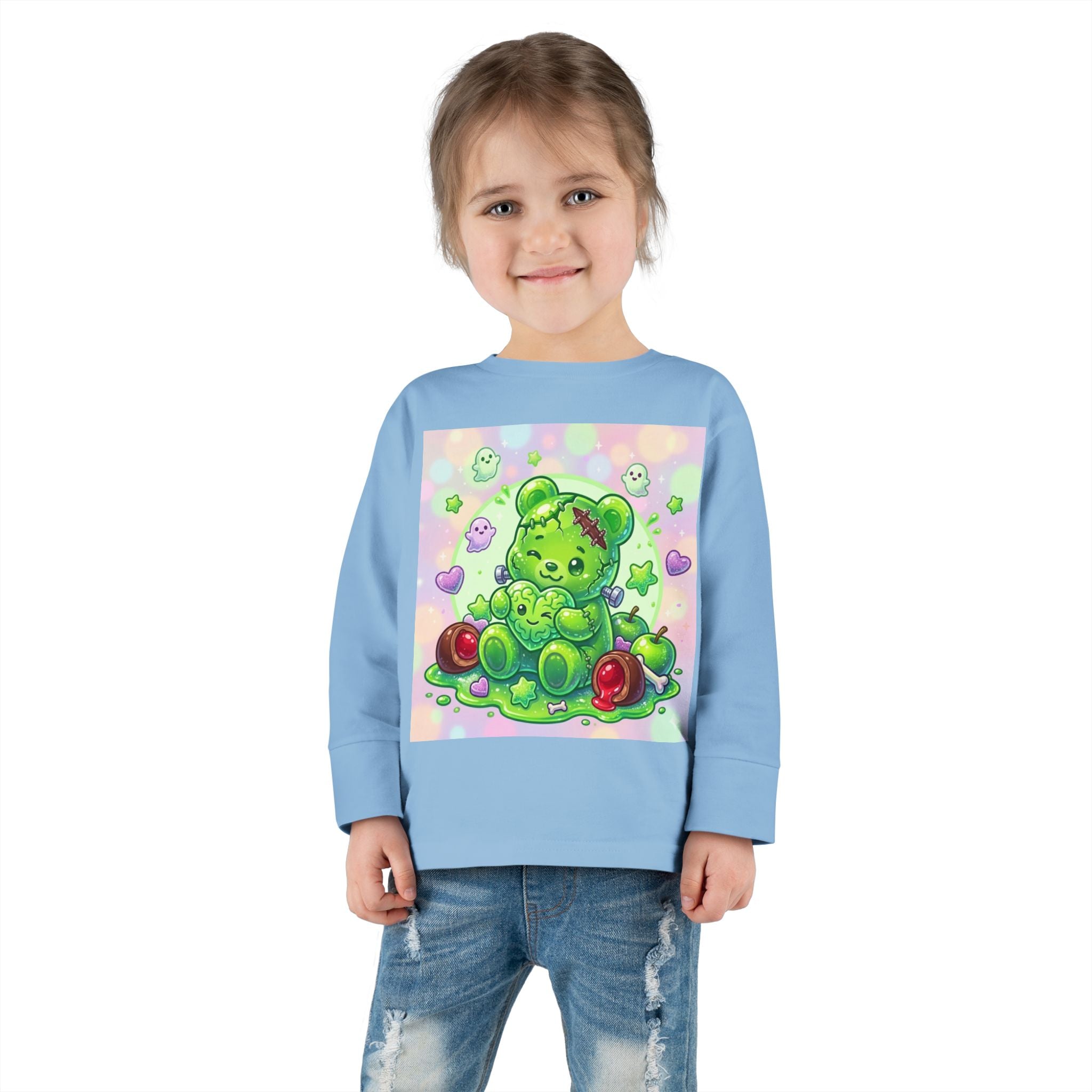Franken-Oozy-Bear Gummy Friend, Halloween Addition- Graphic Long Sleeve Shirt