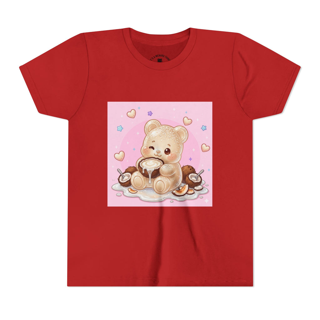 Gooey Gummy Coconut Milk Bear Kids T-Shirt (Pink Hearts)